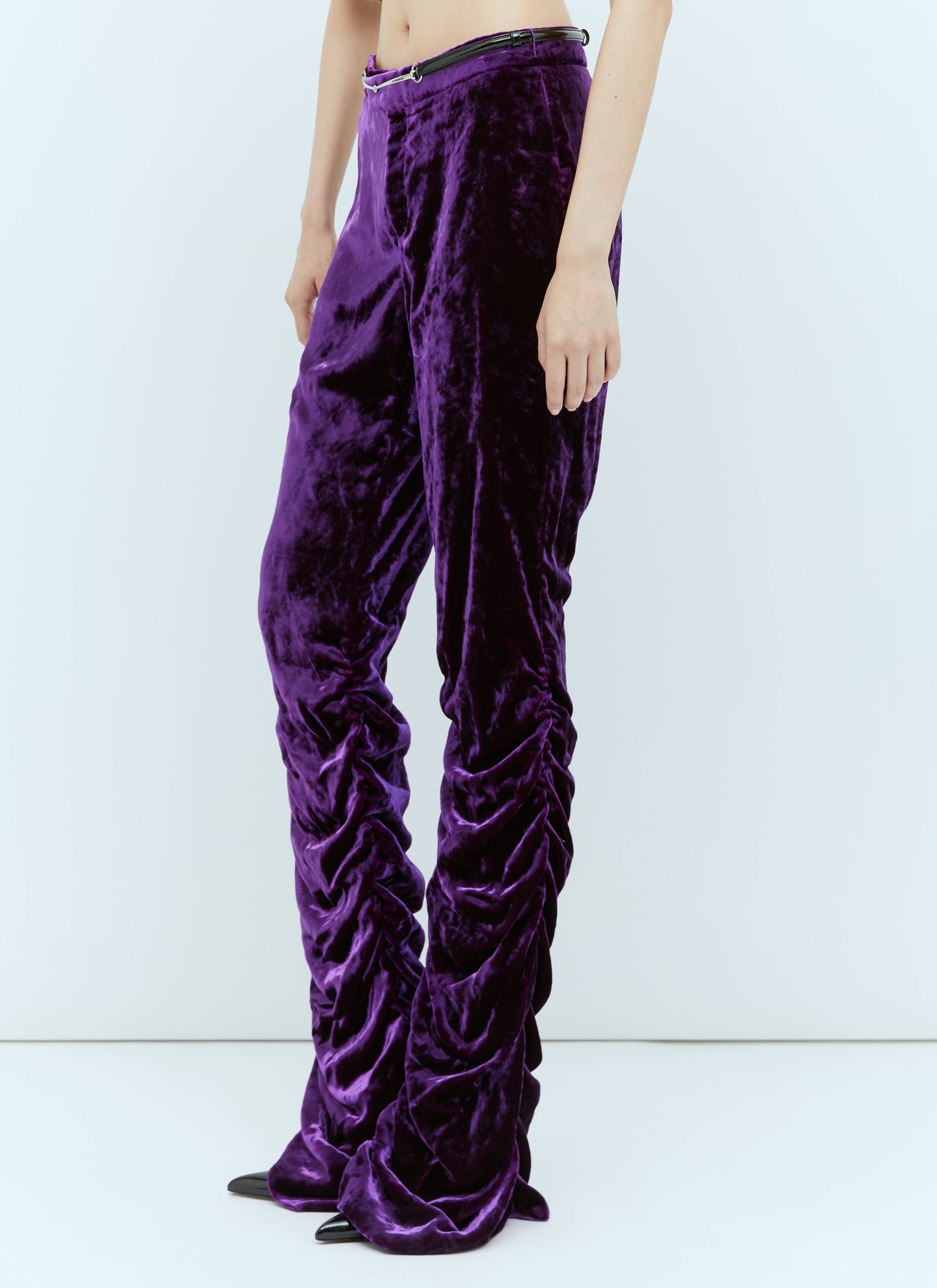 Gucci Women Horsebit Belt Velvet Pants GUCCI