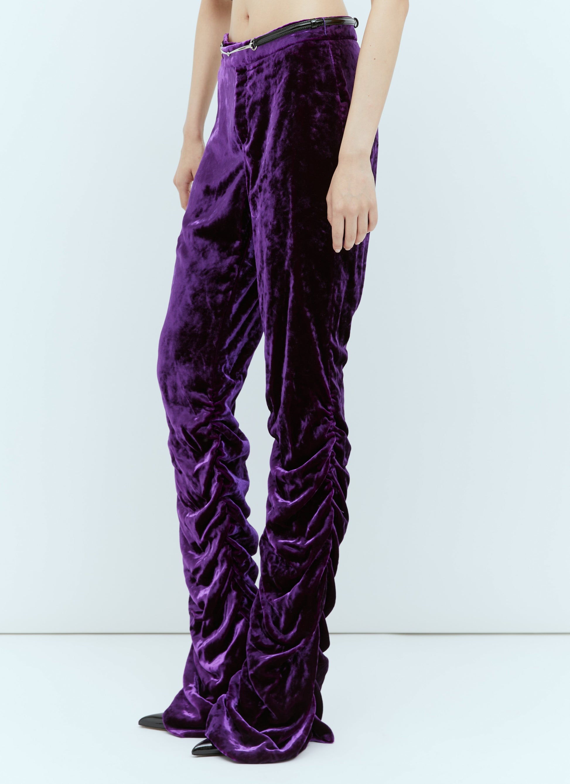 Gucci Women Horsebit Belt Velvet Pants GUCCI