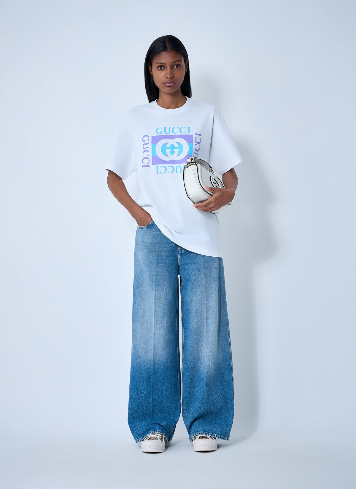 Gucci Women Wide-Leg Five-Pocket Jeans GUCCI