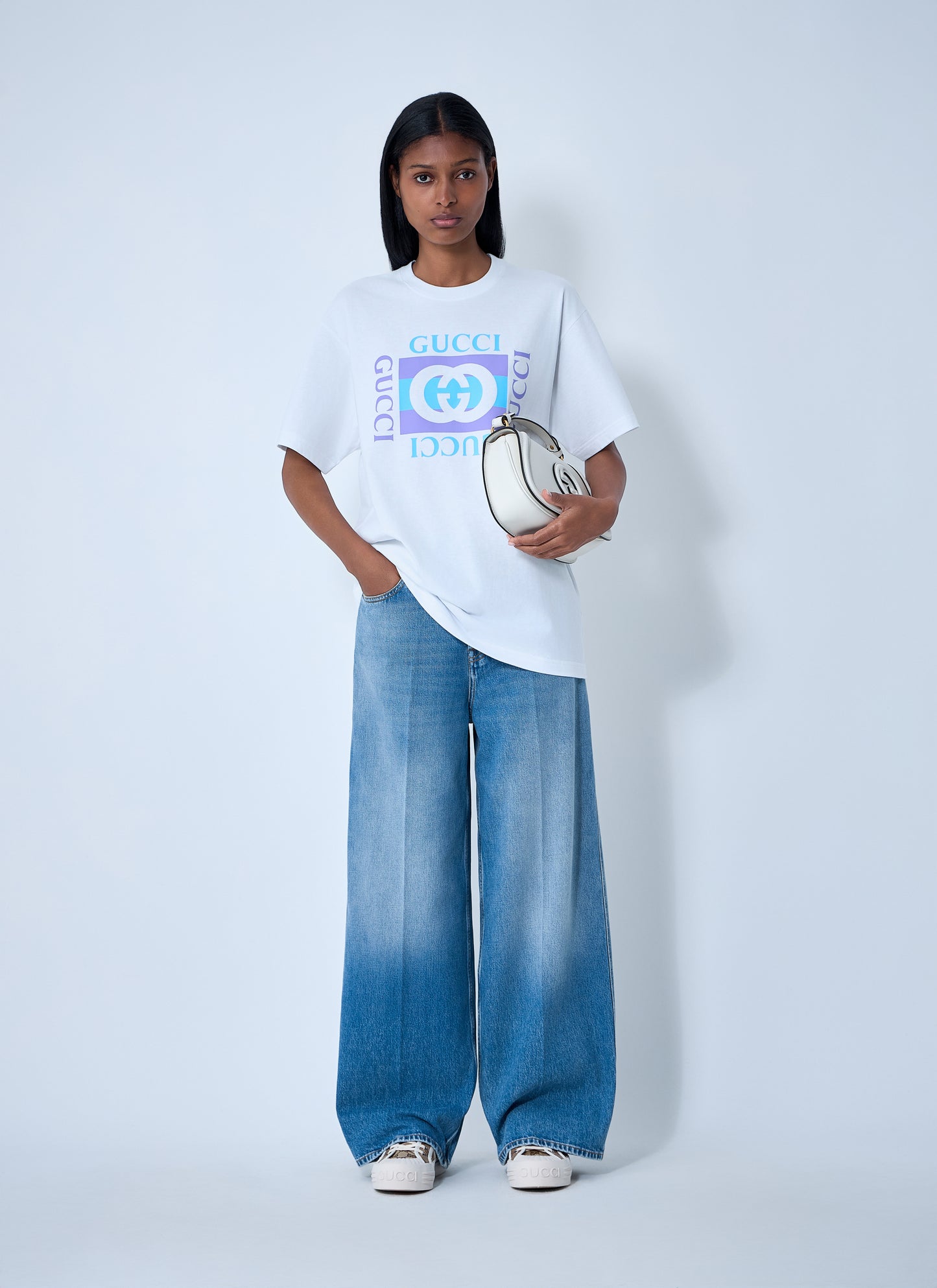 Gucci Women Wide-Leg Five-Pocket Jeans GUCCI