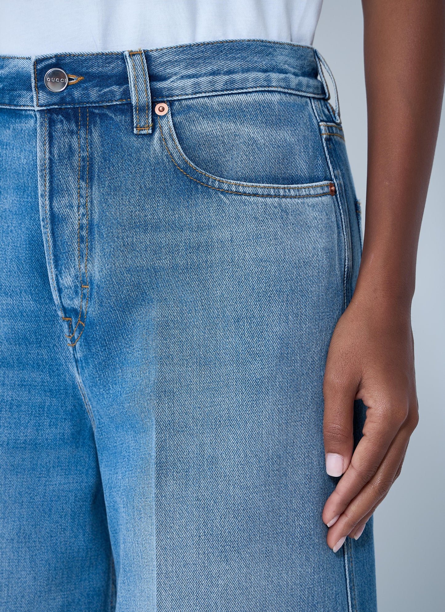 Gucci Women Wide-Leg Five-Pocket Jeans GUCCI