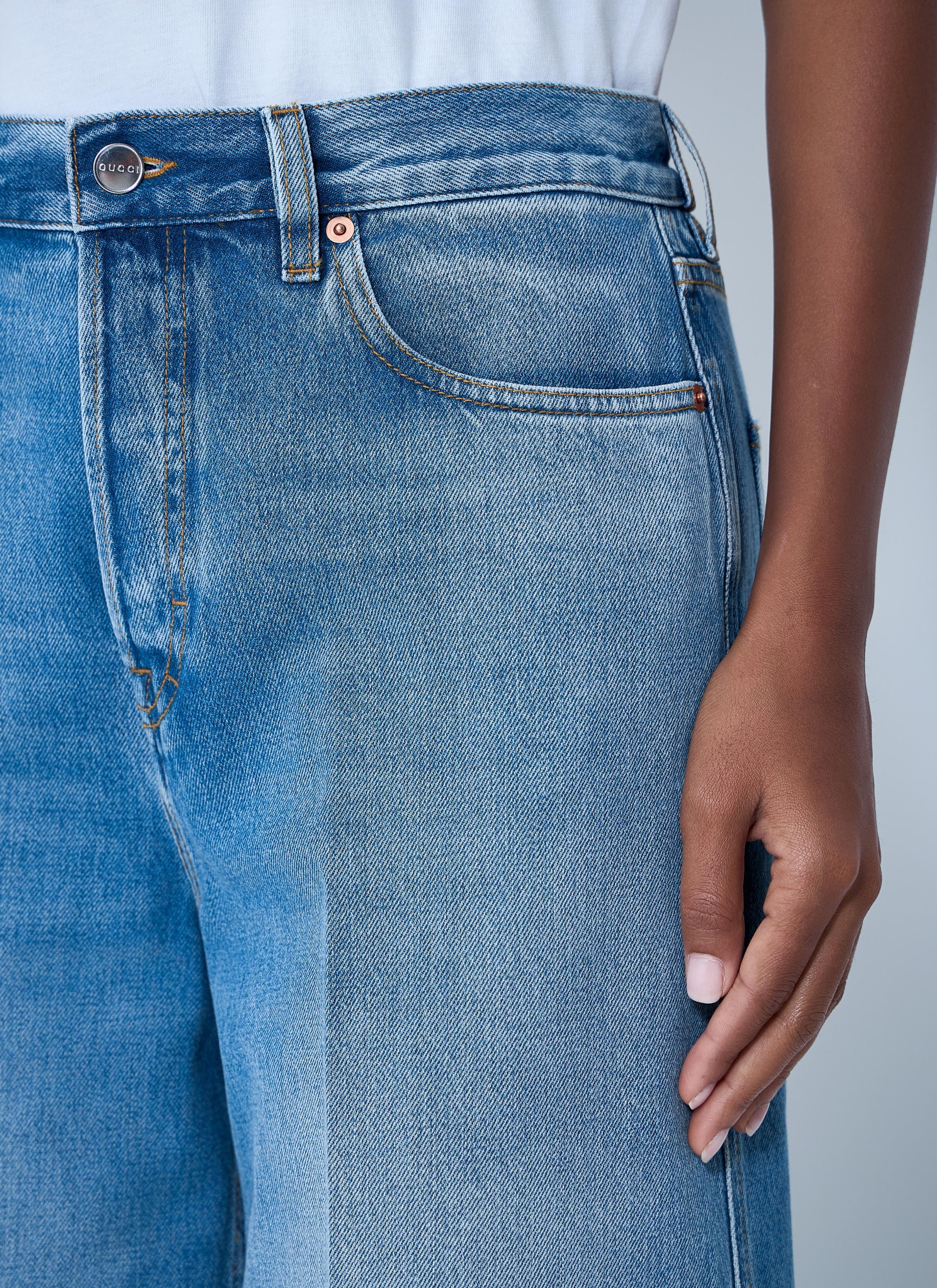 Gucci Women Wide-Leg Five-Pocket Jeans GUCCI