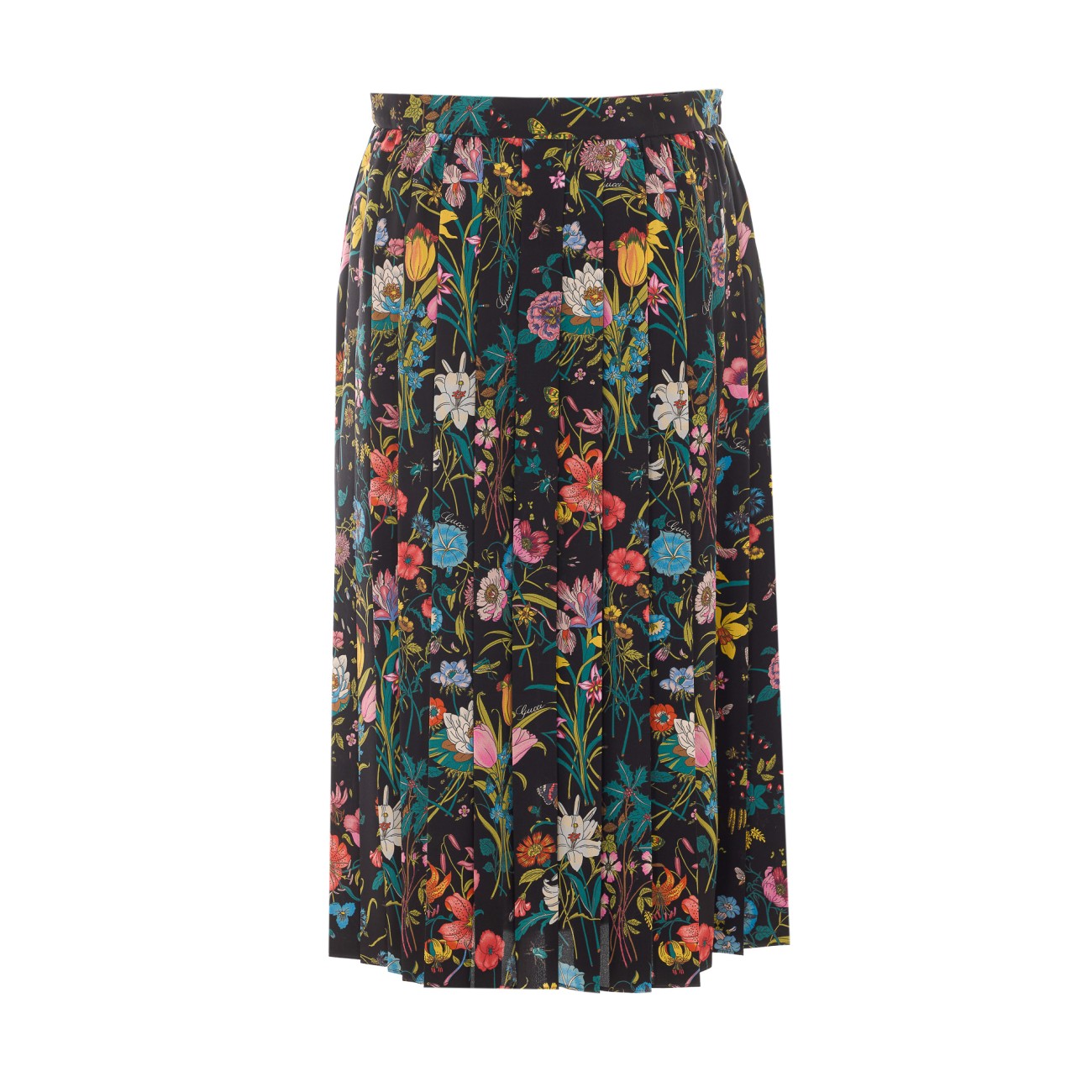 Gucci Women Gucci Flora Allover Printed Silk Midi Skirt GUCCI