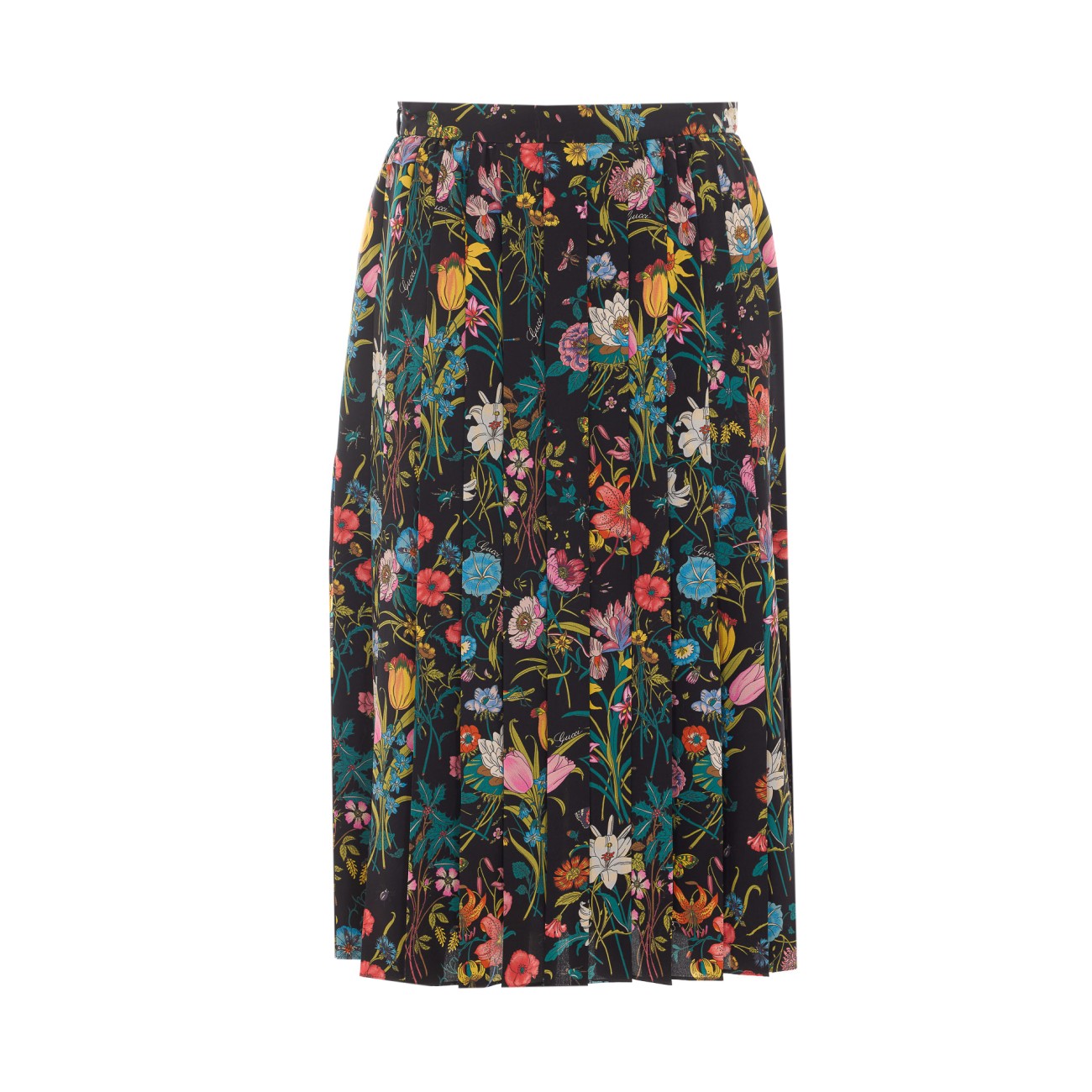 Gucci Women Gucci Flora Allover Printed Silk Midi Skirt GUCCI
