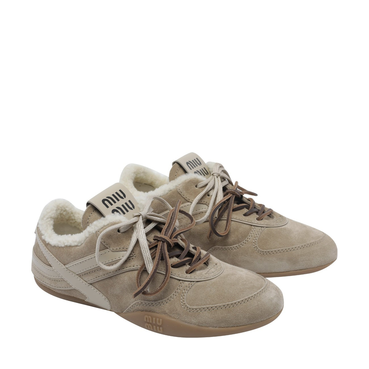 Miu Miu Women Gymnasium Suede And Shearling Sneakers MIU MIU