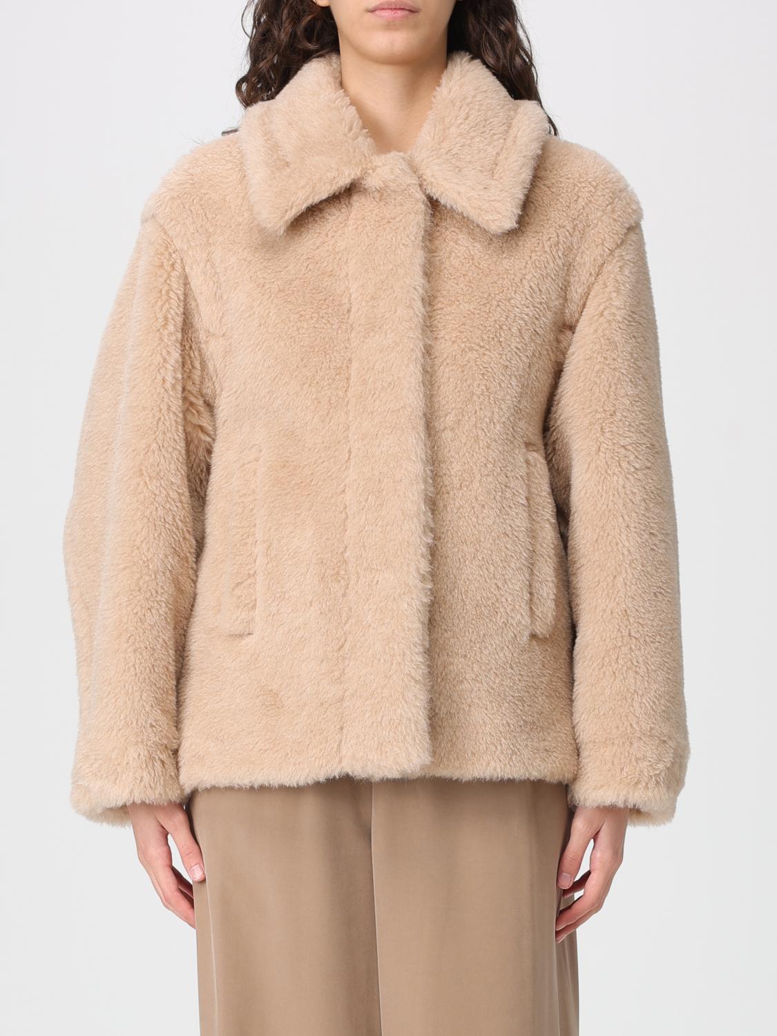 Max Mara Fur Coat Woman Beige MAX MARA