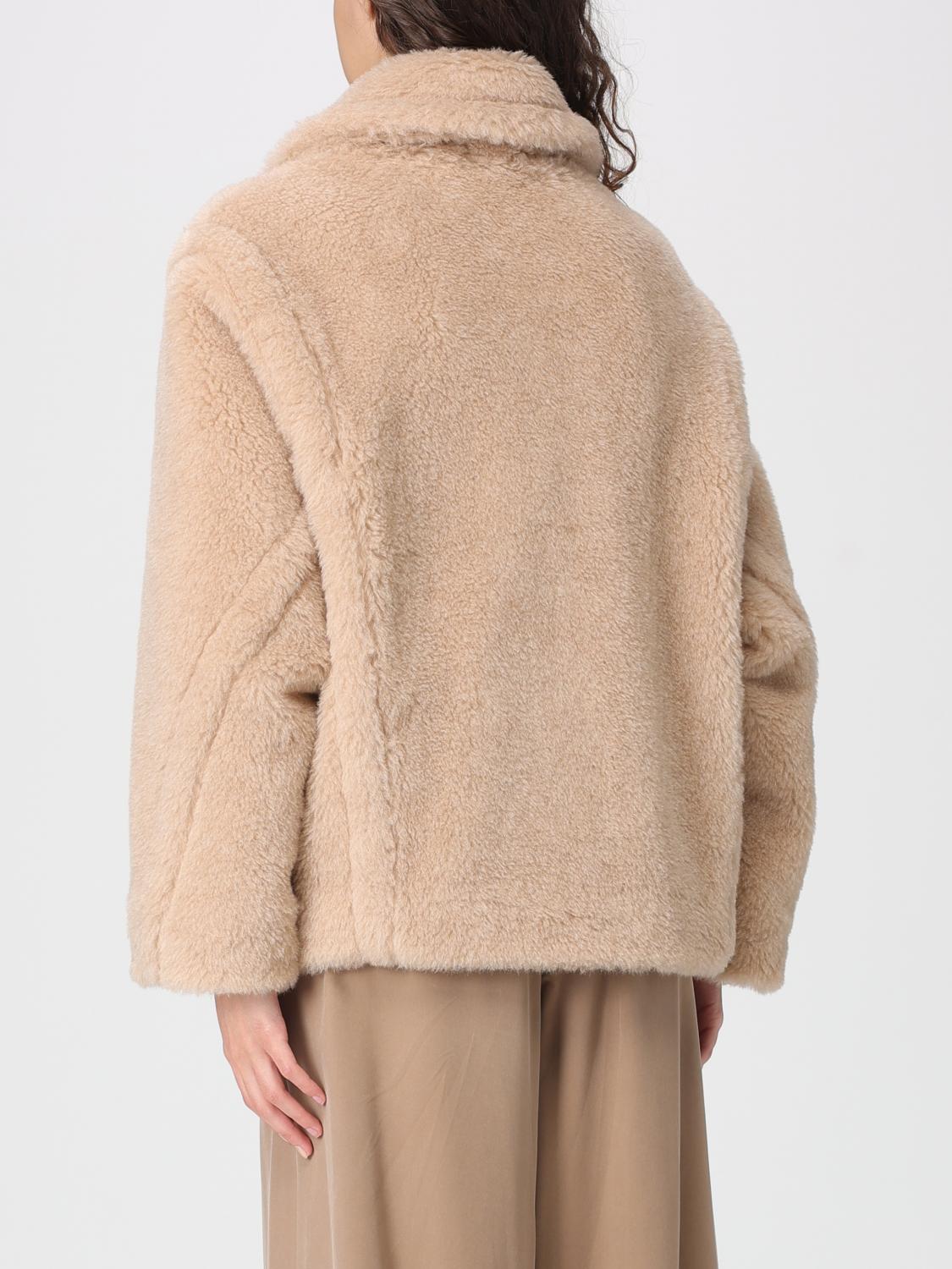 Max Mara Fur Coat Woman Beige MAX MARA