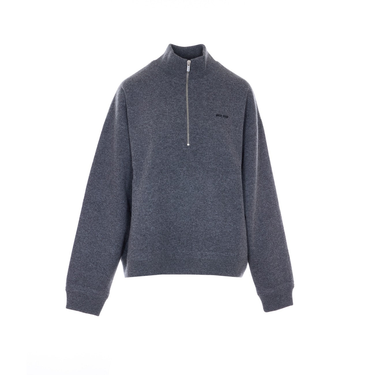 Miu Miu Women Half Zip Logo Sweater MIU MIU