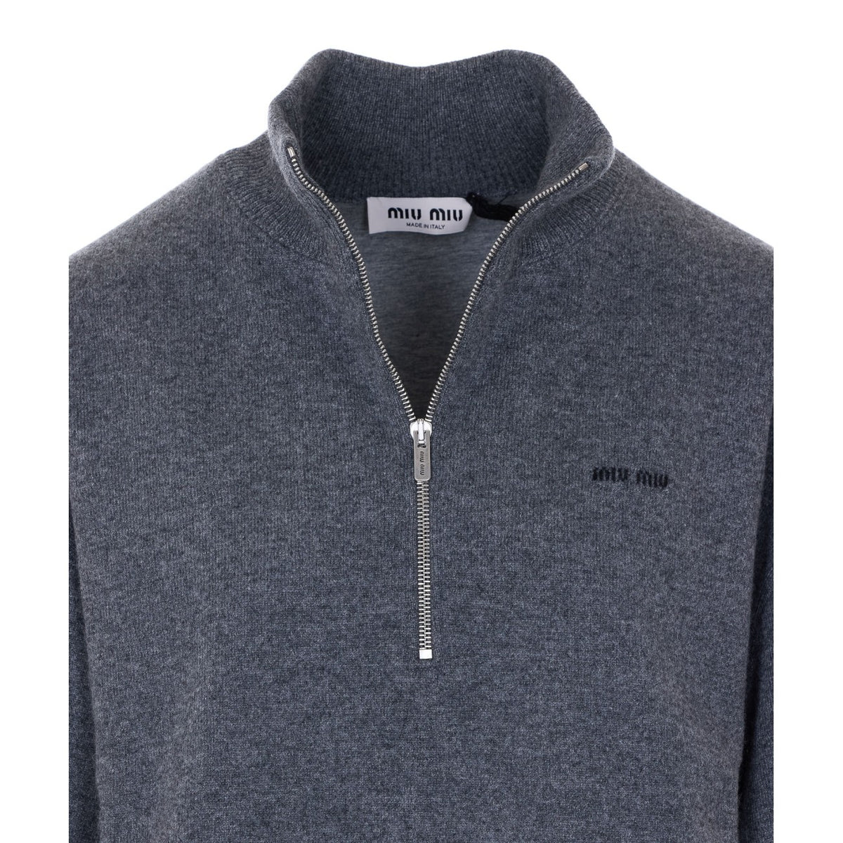 Miu Miu Women Half Zip Logo Sweater MIU MIU