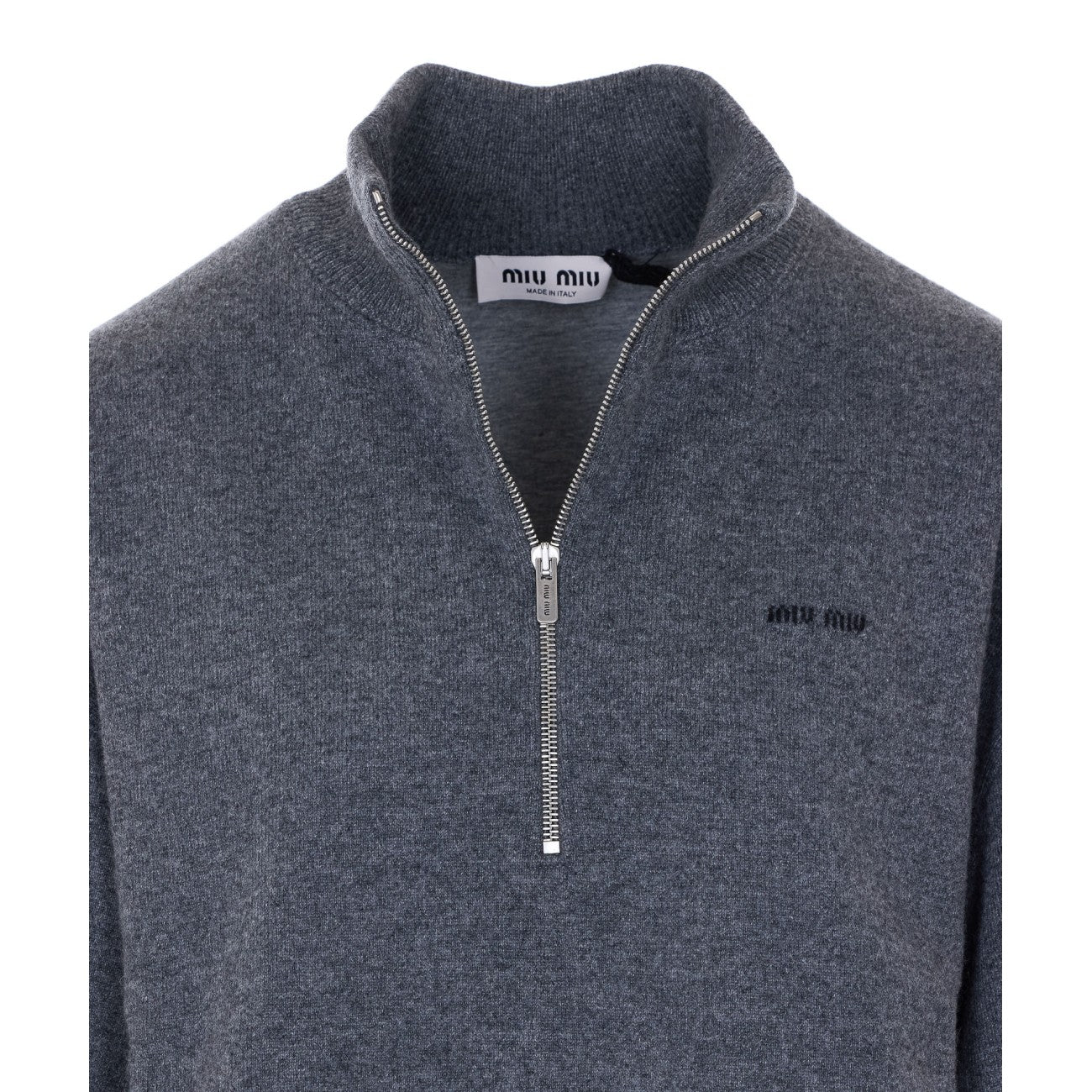 Miu Miu Women Half Zip Logo Sweater MIU MIU