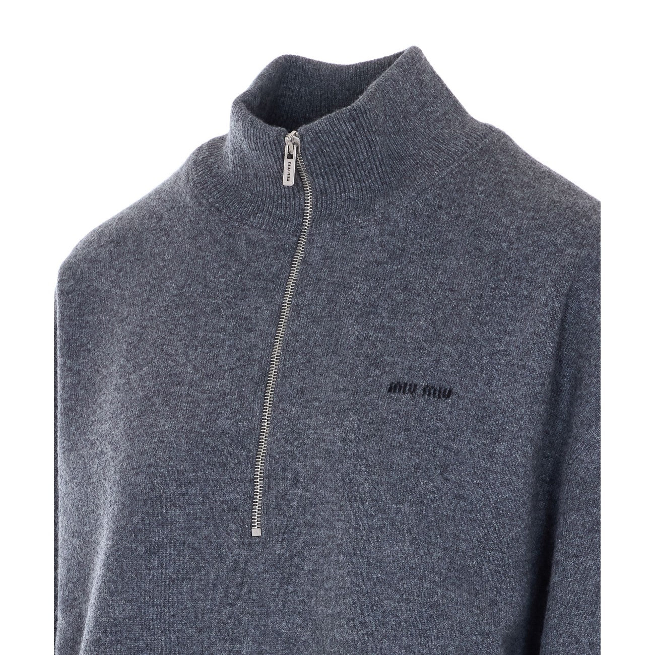 Miu Miu Women Half Zip Logo Sweater MIU MIU