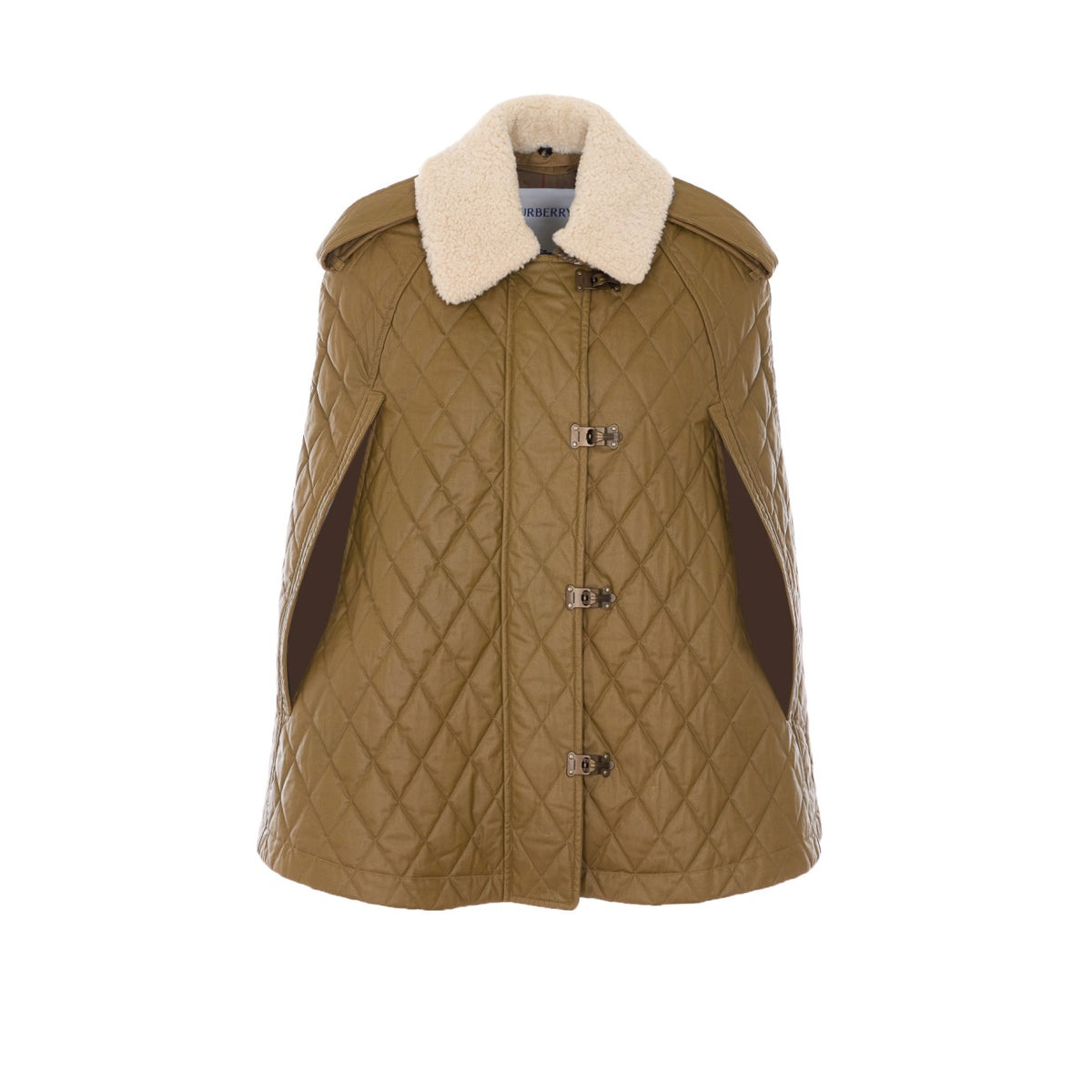 Burberry Women Heath Quilted Cape With Shearling Neck BURBERRY