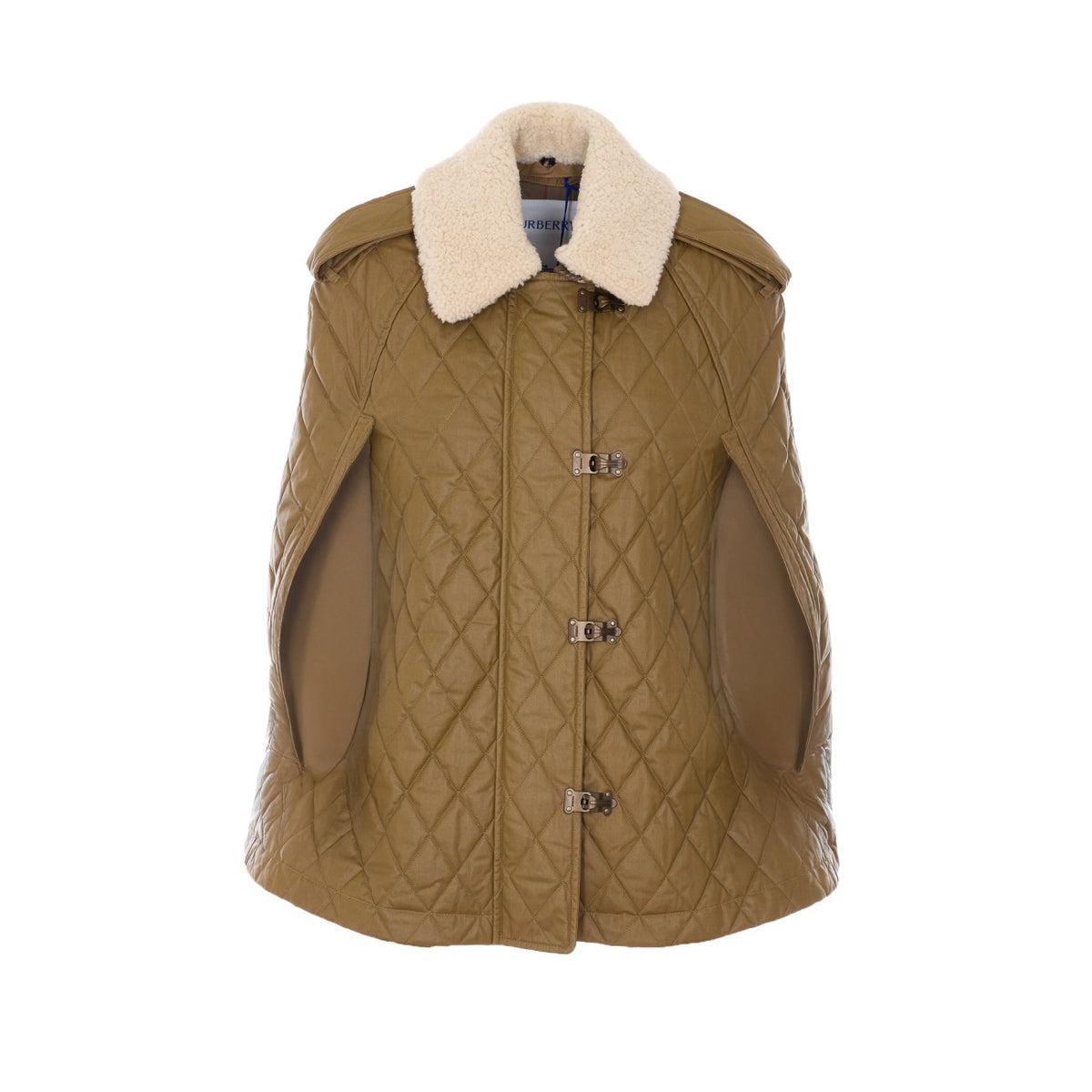 Burberry Women Heath Quilted Cape With Shearling Neck BURBERRY