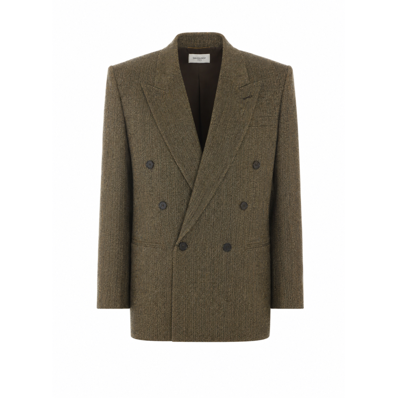 Saint Laurent Women Herringbone Fabric Double Breasted Wool Jacket SAINT LAURENT