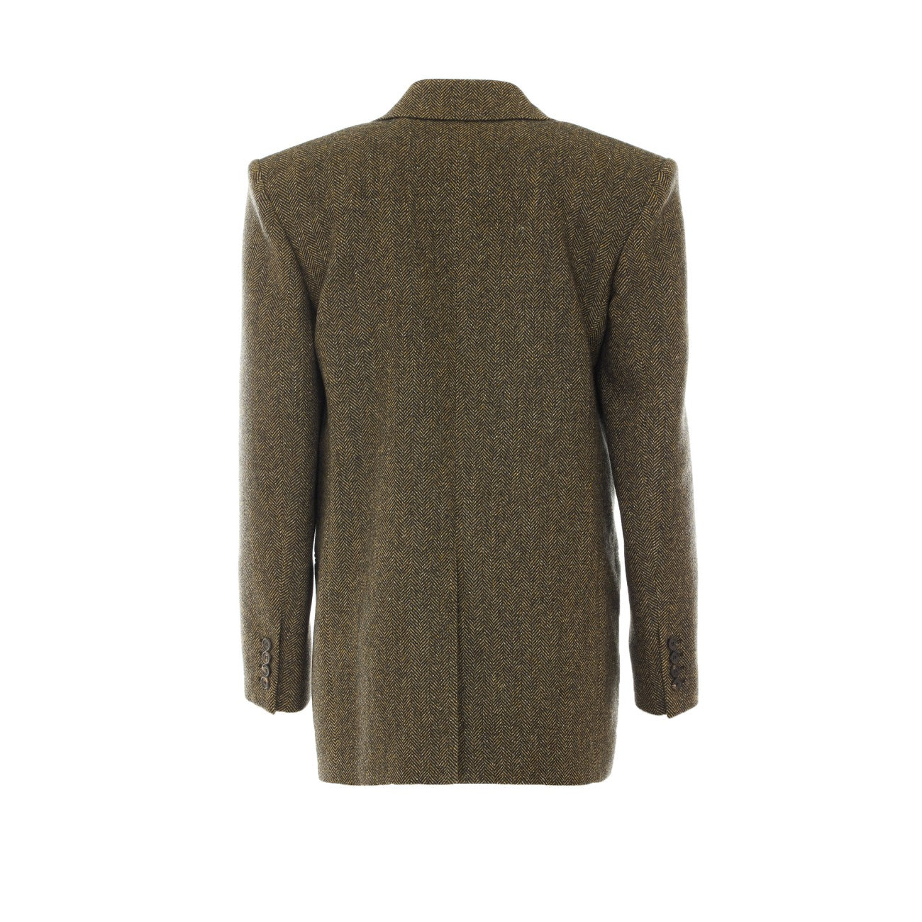 Saint Laurent Women Herringbone Fabric Double Breasted Wool Jacket SAINT LAURENT
