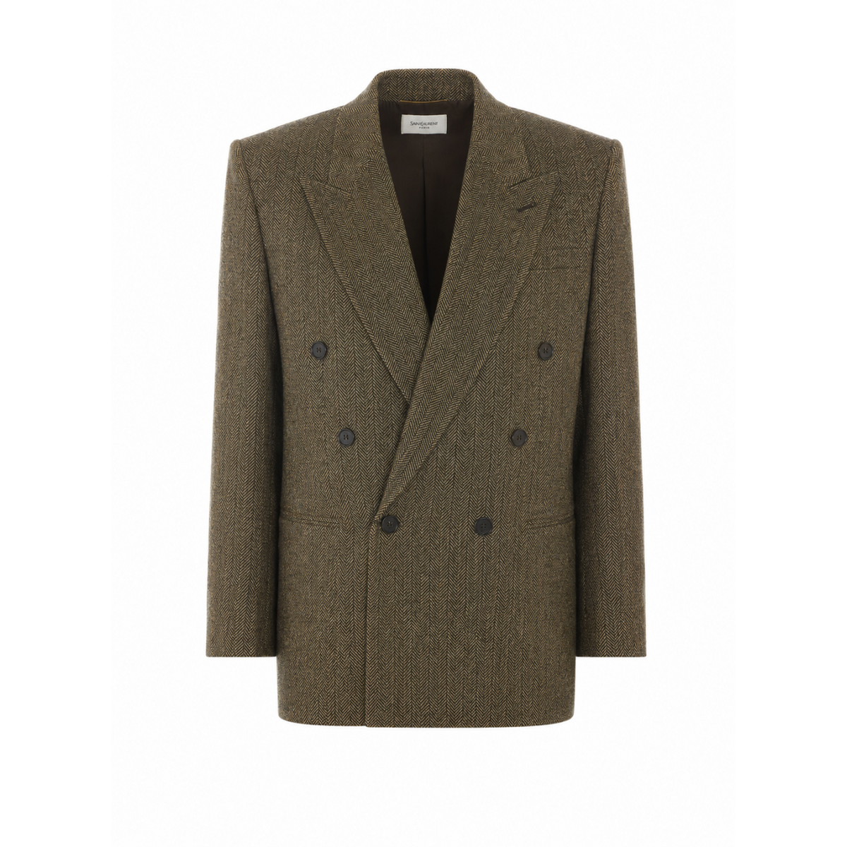 Saint Laurent Women Herringbone Fabric Double Breasted Wool Jacket SAINT LAURENT
