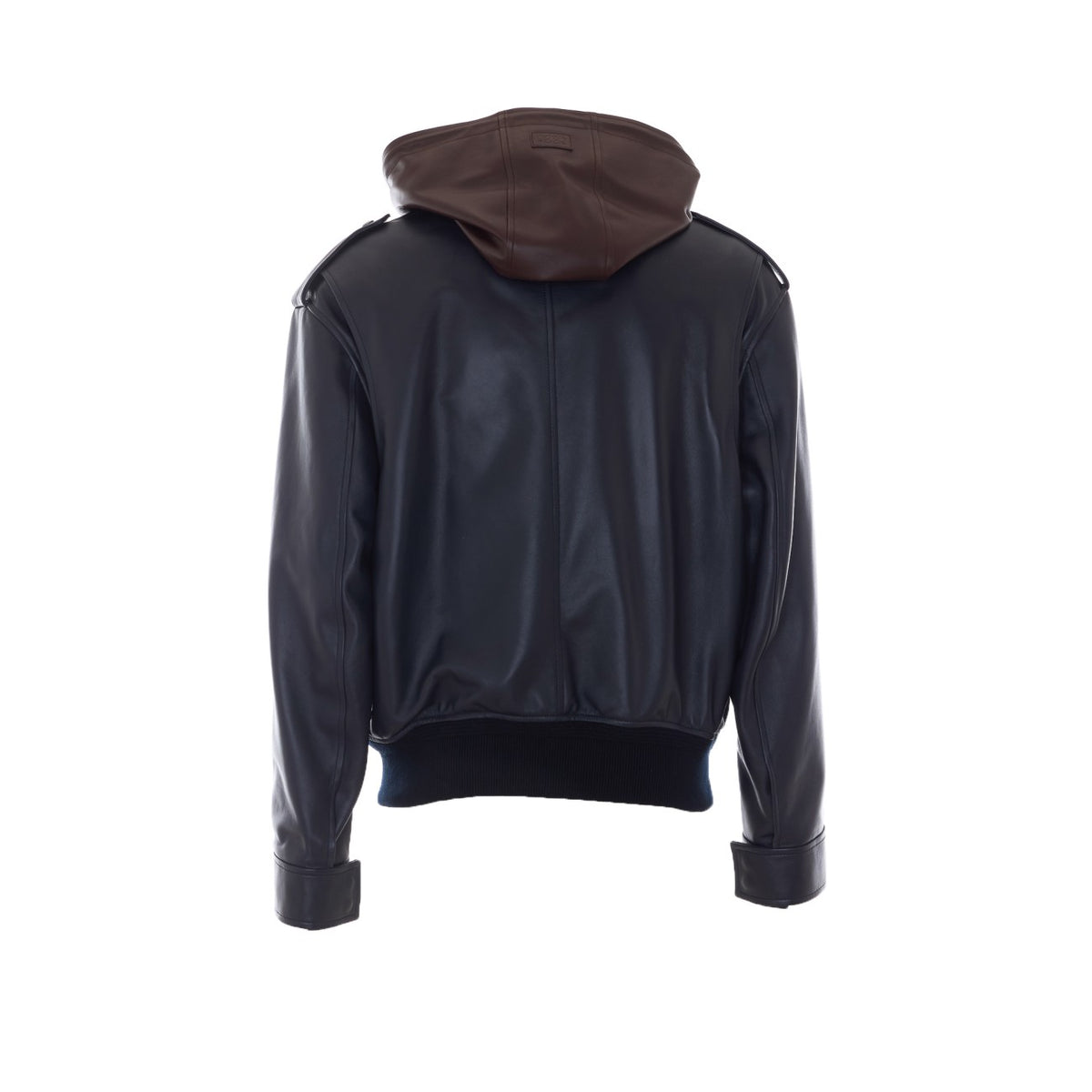 Loewe Men Hooded Leather Jacket With Anagram Patch On Hood LOEWE
