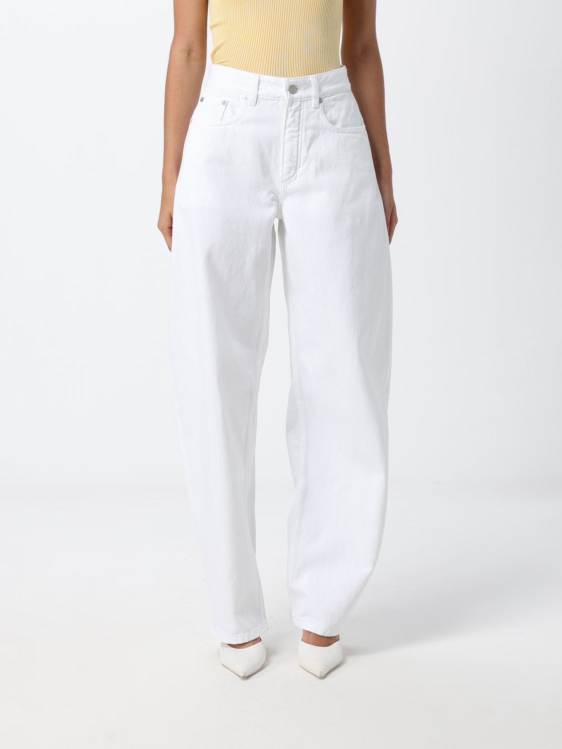 Alai�A Women High-Waisted Baggy Jeans Alaia In Cotton Denim ALAIA