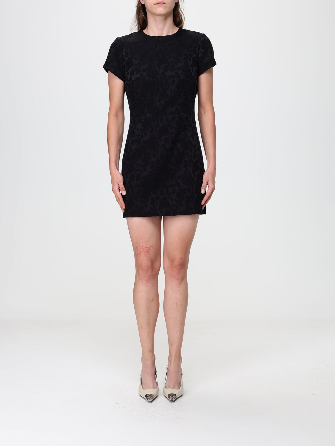 Floral Print Cotton Blend Mini Sheath Dress Saint Laurent SAINT LAURENT