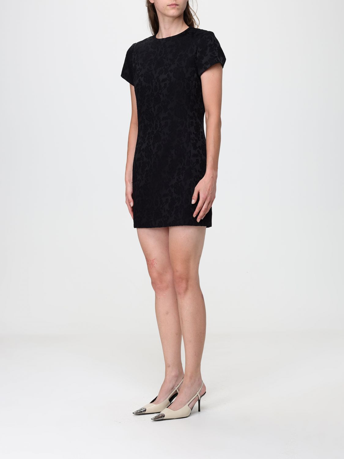 Saint Laurent Women Floral Print Cotton Blend Mini Sheath Dress Saint Laurent