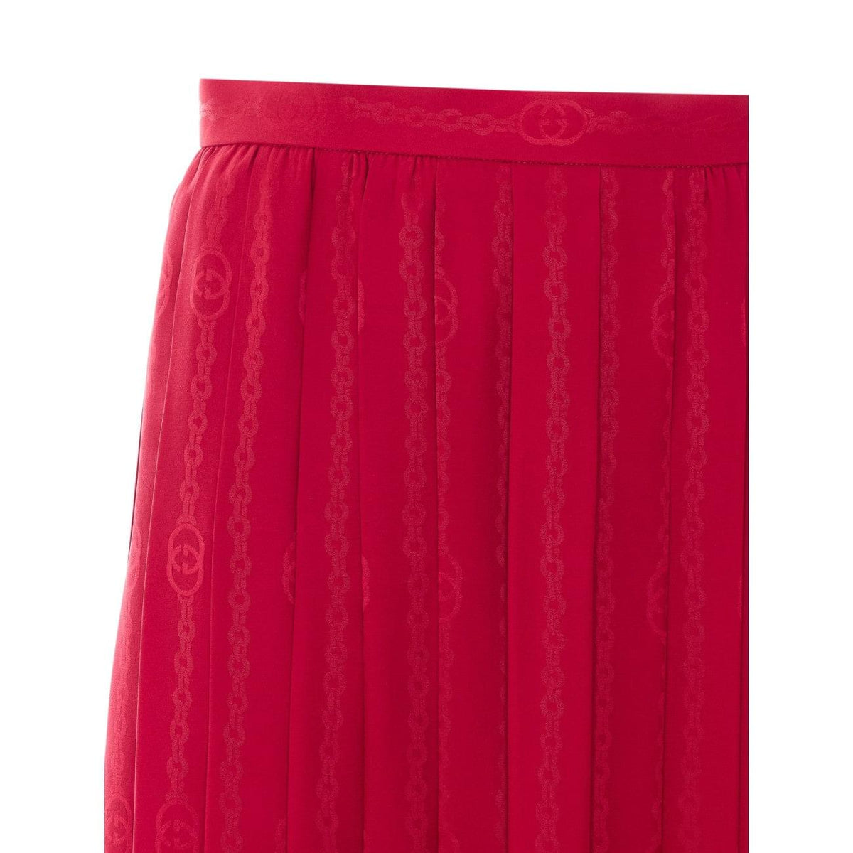 Gucci Women Interlocking G Chain Silk Jacquard Midi Skirt GUCCI