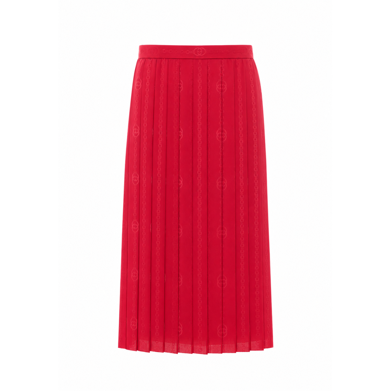 Gucci Women Interlocking G Chain Silk Jacquard Midi Skirt GUCCI