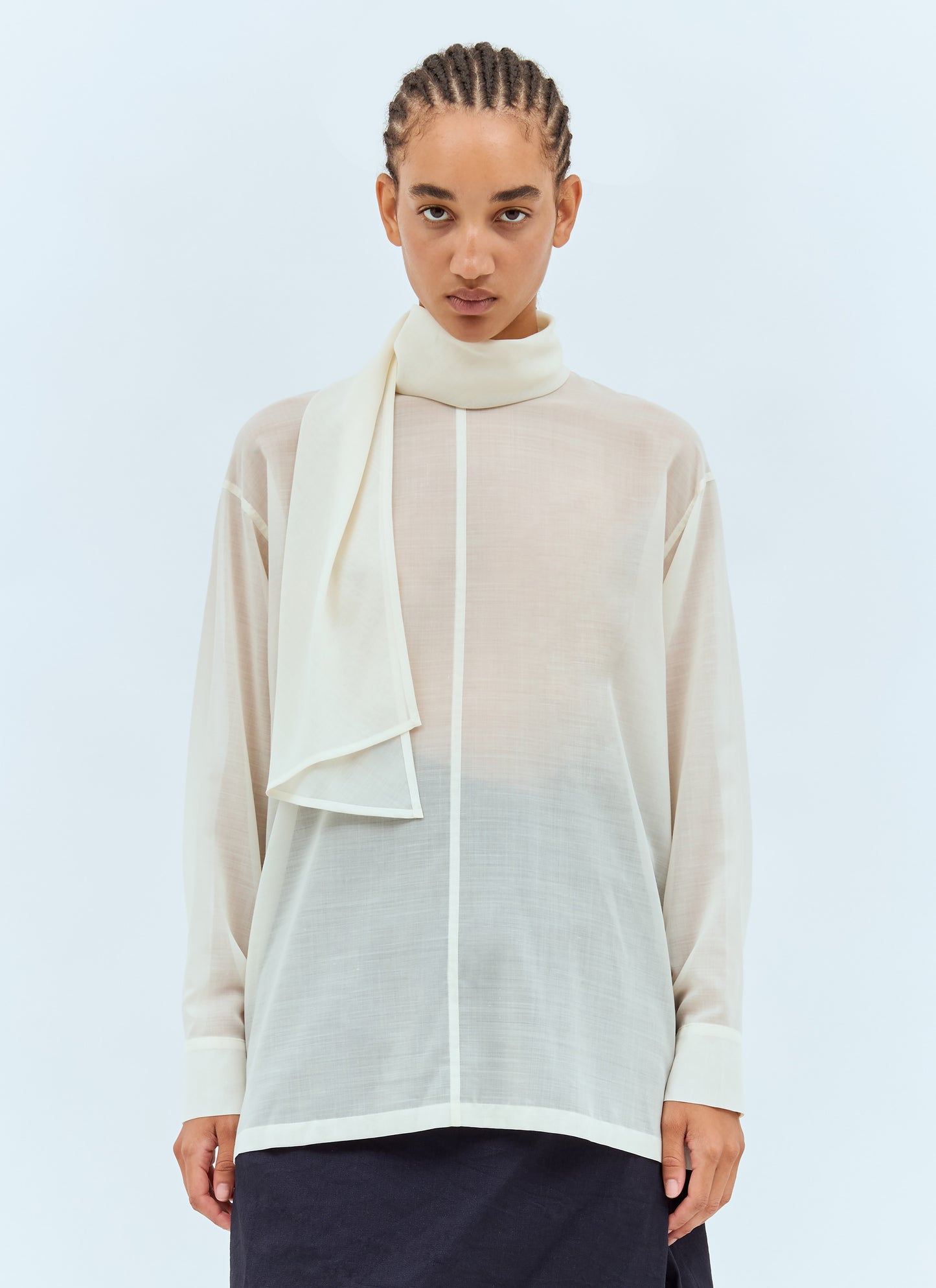 Issey Miyake Women Sheer Shirt With Shawl ISSEY MIYAKE
