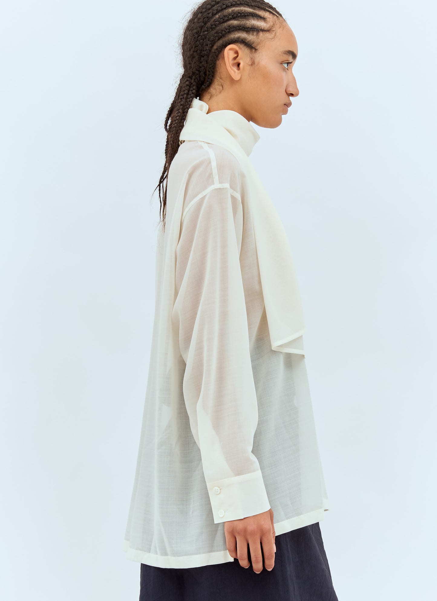 Issey Miyake Women Sheer Shirt With Shawl ISSEY MIYAKE