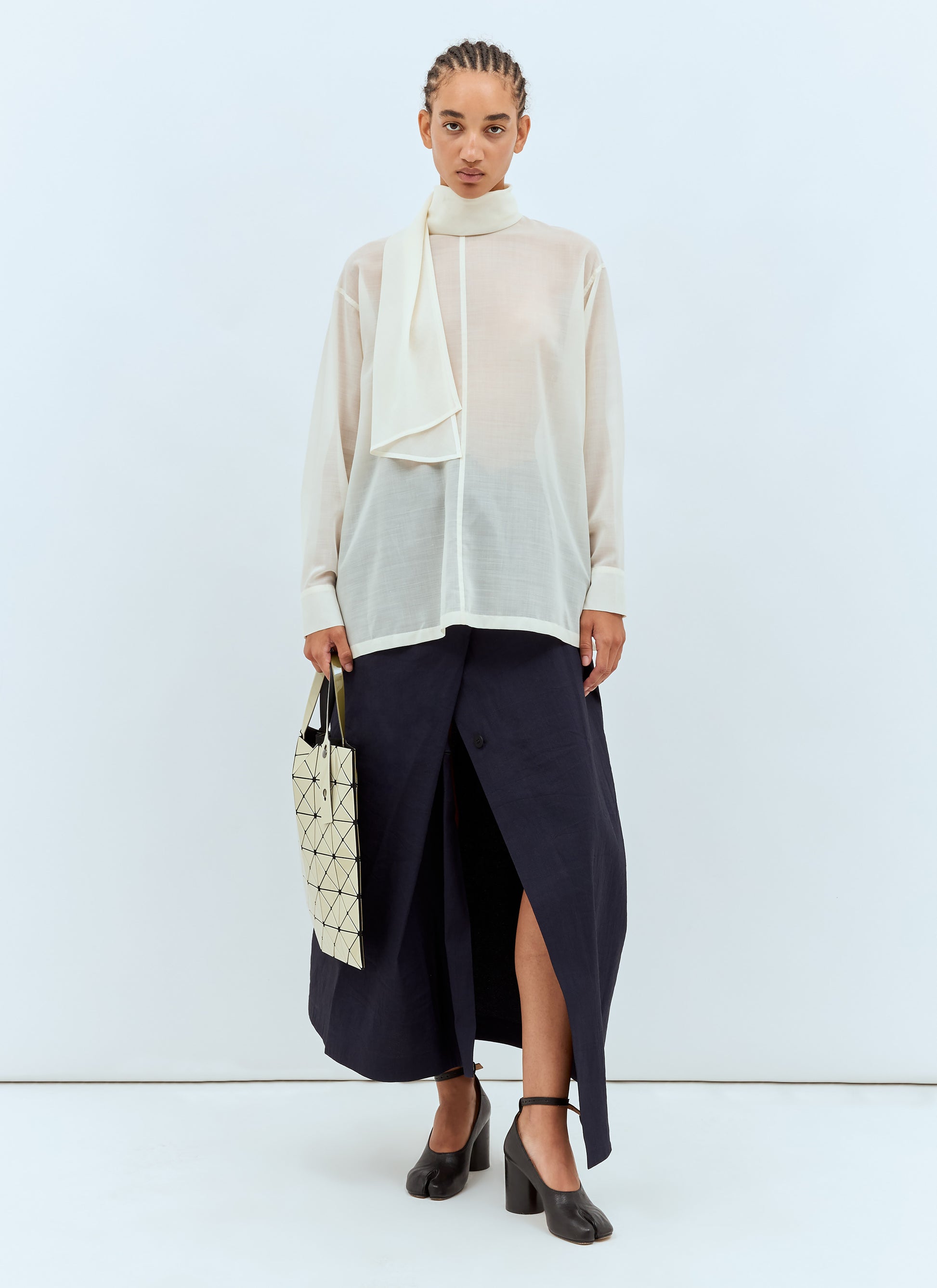 Issey Miyake Women Sheer Shirt With Shawl ISSEY MIYAKE