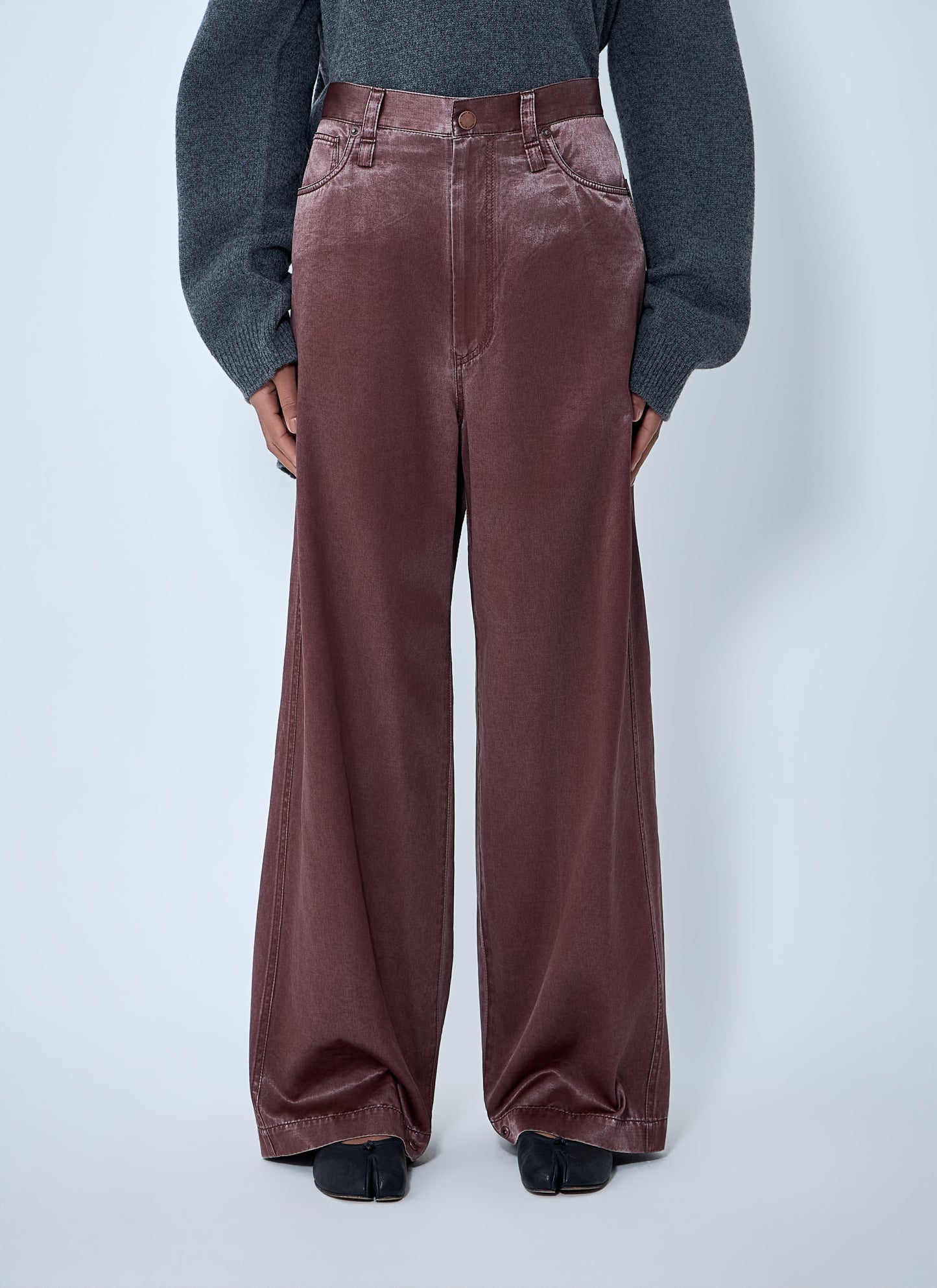 Issey Miyake Women Satin Wide-Leg Jeans ISSEY MIYAKE