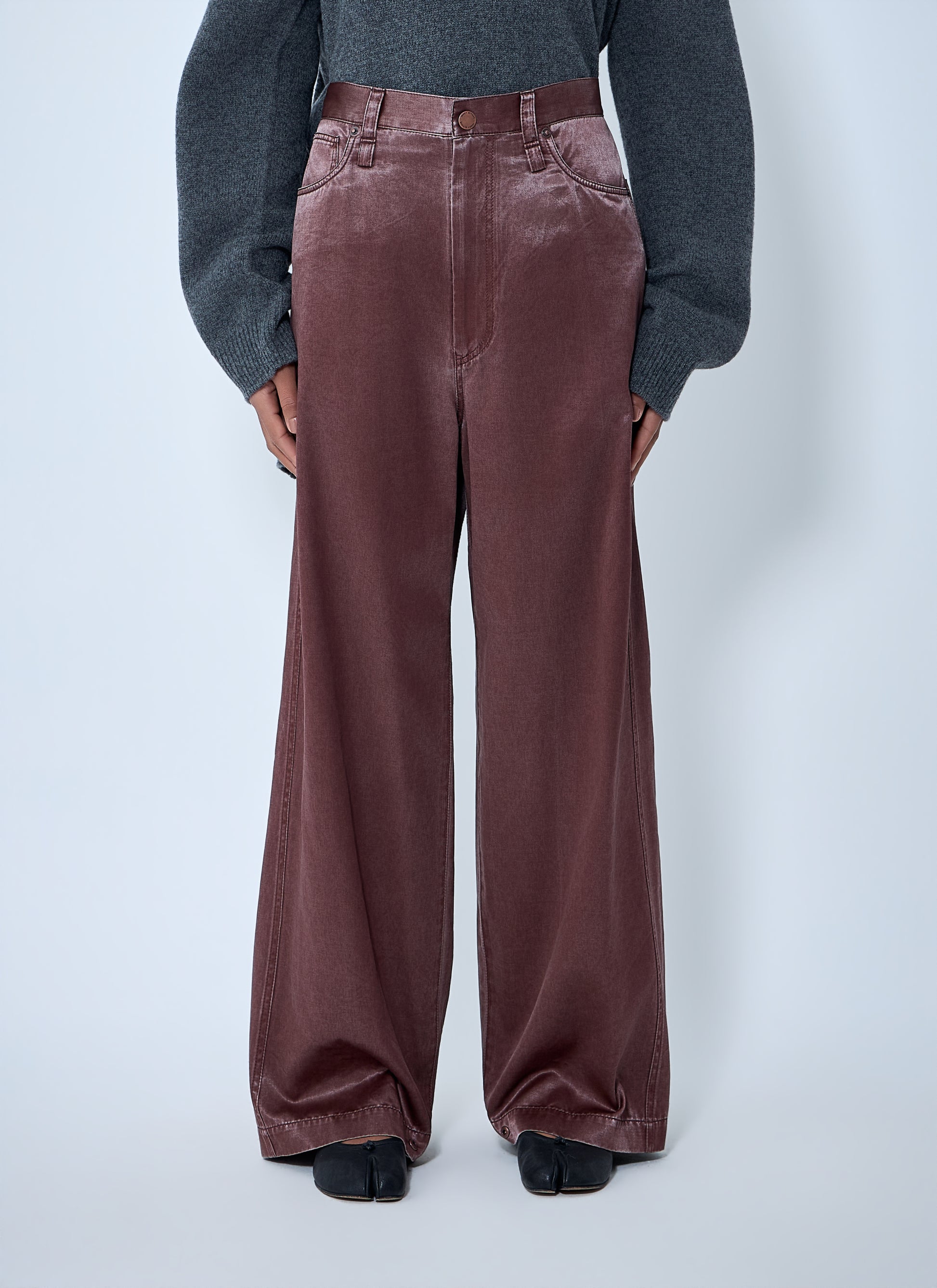 Issey Miyake Women Satin Wide-Leg Jeans ISSEY MIYAKE