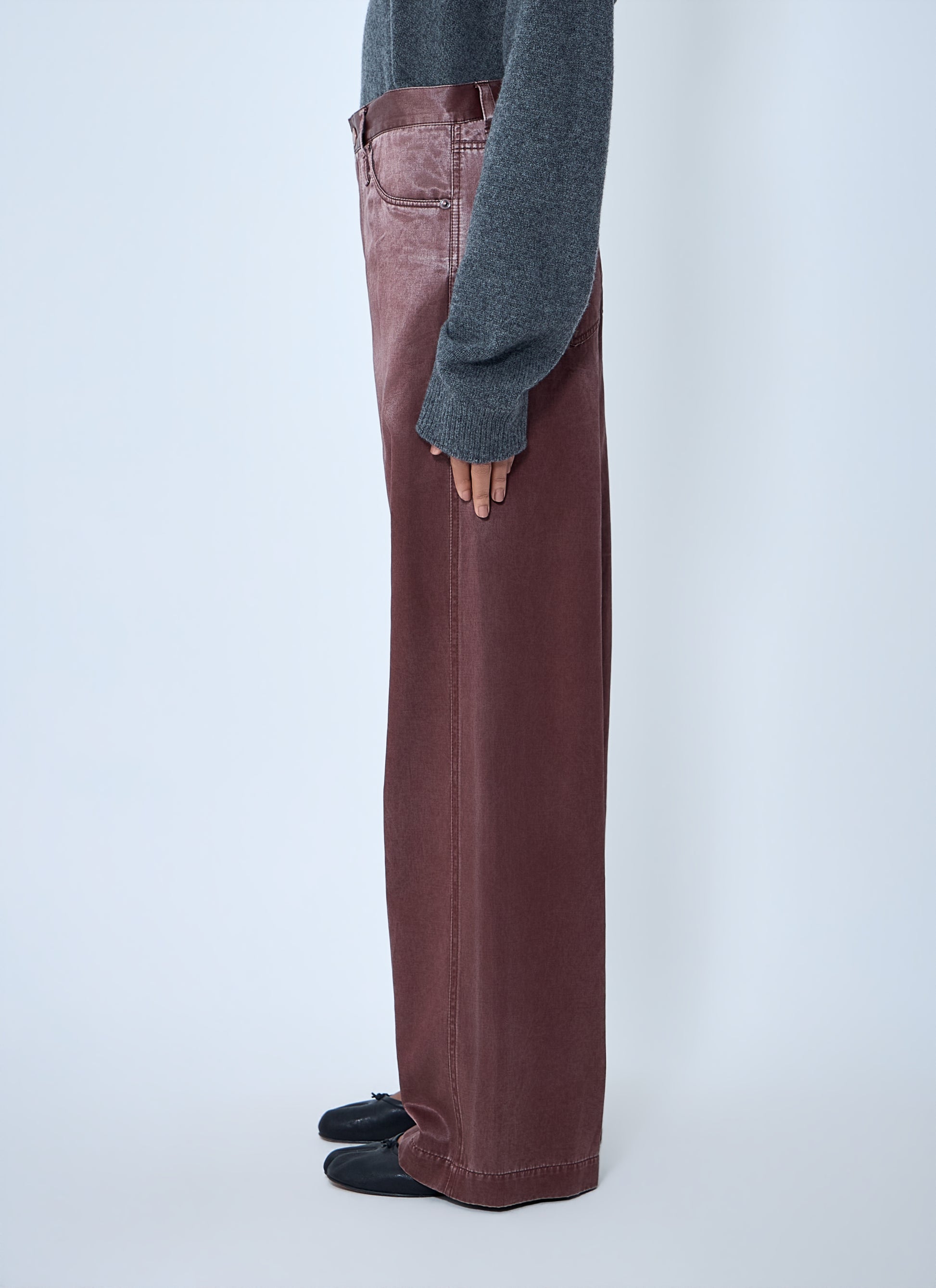 Issey Miyake Women Satin Wide-Leg Jeans ISSEY MIYAKE
