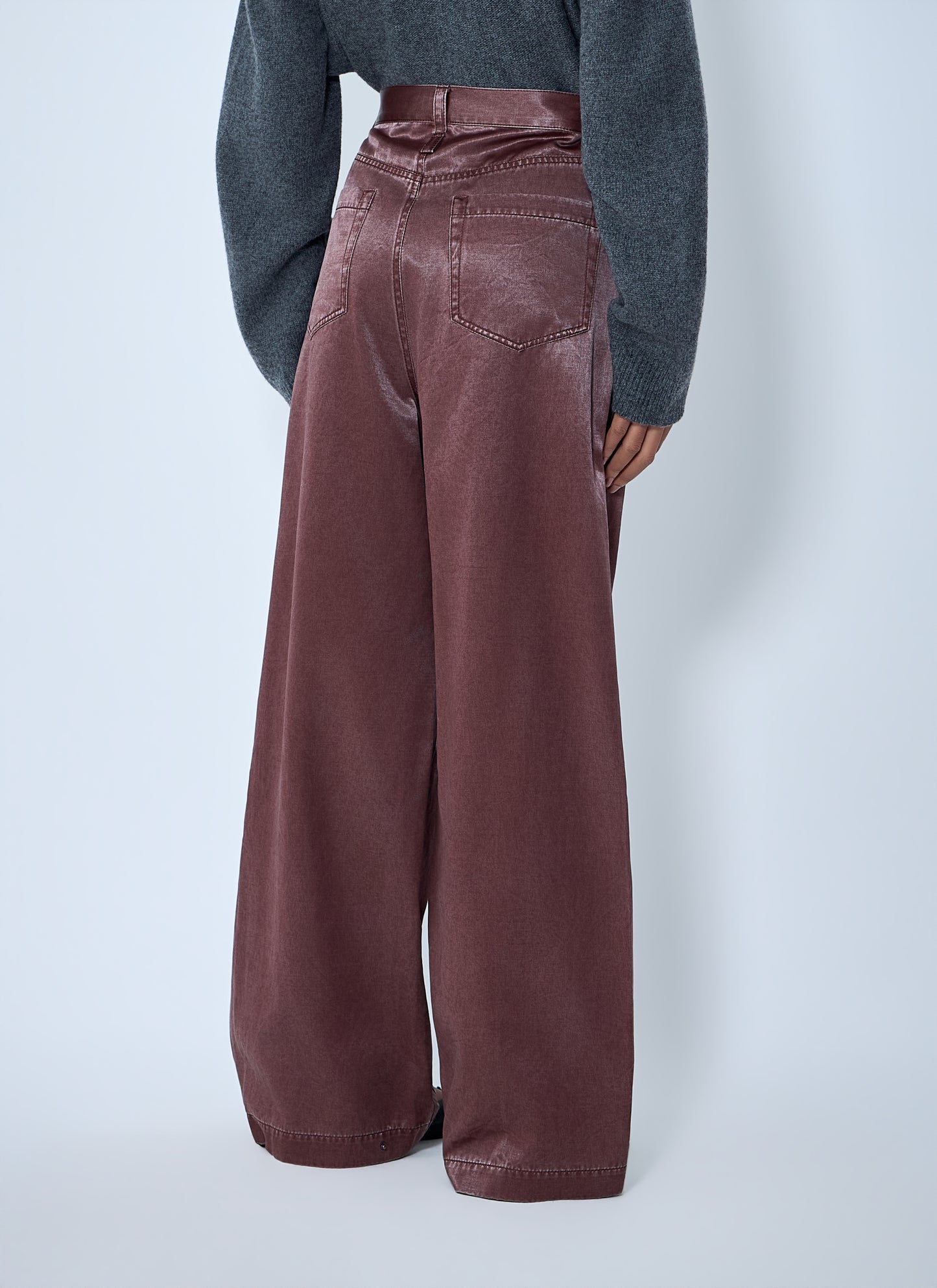 Issey Miyake Women Satin Wide-Leg Jeans ISSEY MIYAKE