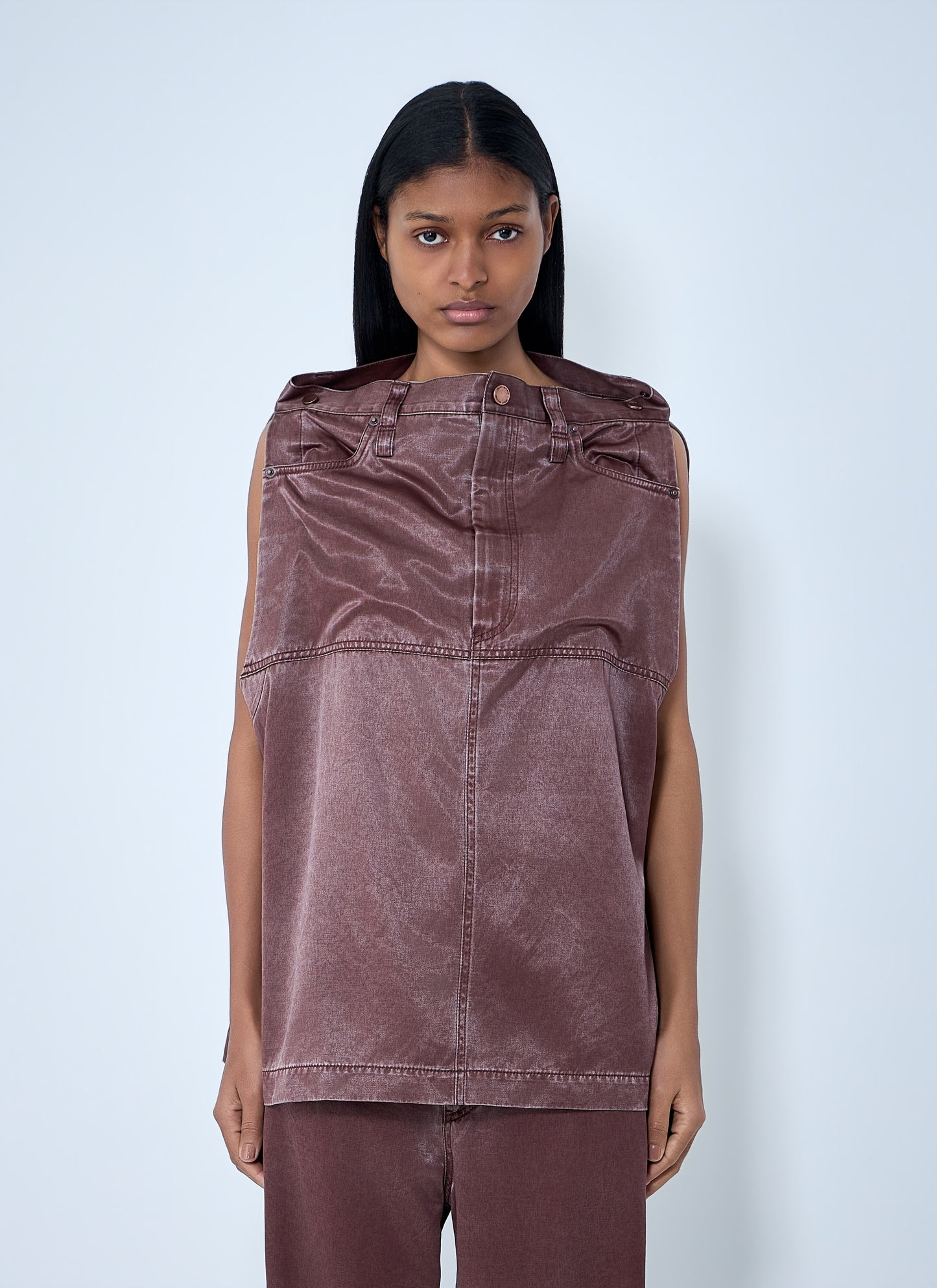 Issey Miyake Women Satin Denim Sleeveless Top ISSEY MIYAKE