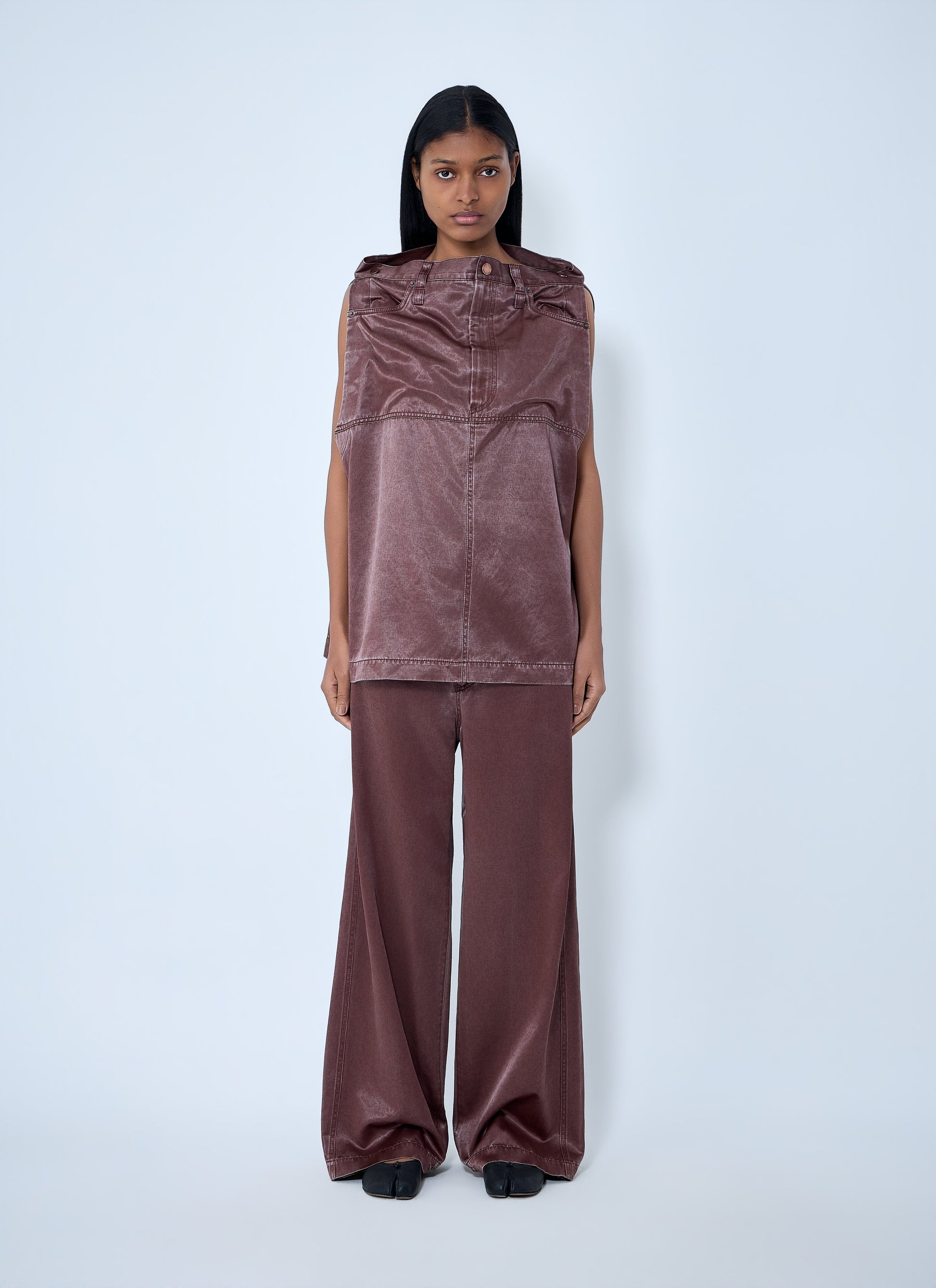 Issey Miyake Women Satin Denim Sleeveless Top ISSEY MIYAKE