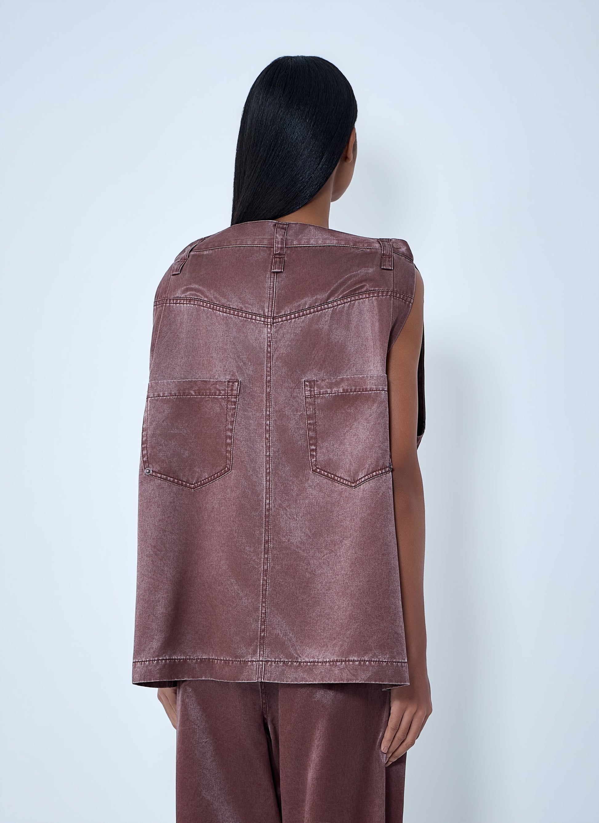 Issey Miyake Women Satin Denim Sleeveless Top ISSEY MIYAKE