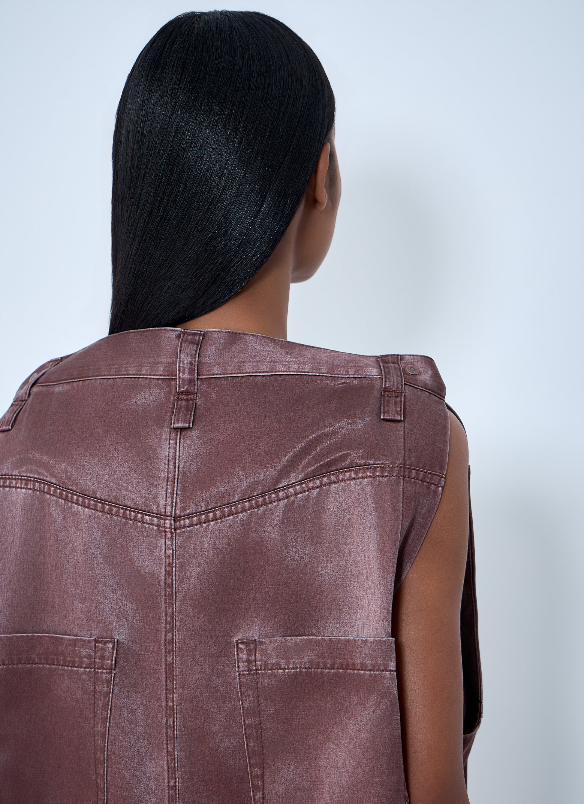 Issey Miyake Women Satin Denim Sleeveless Top ISSEY MIYAKE