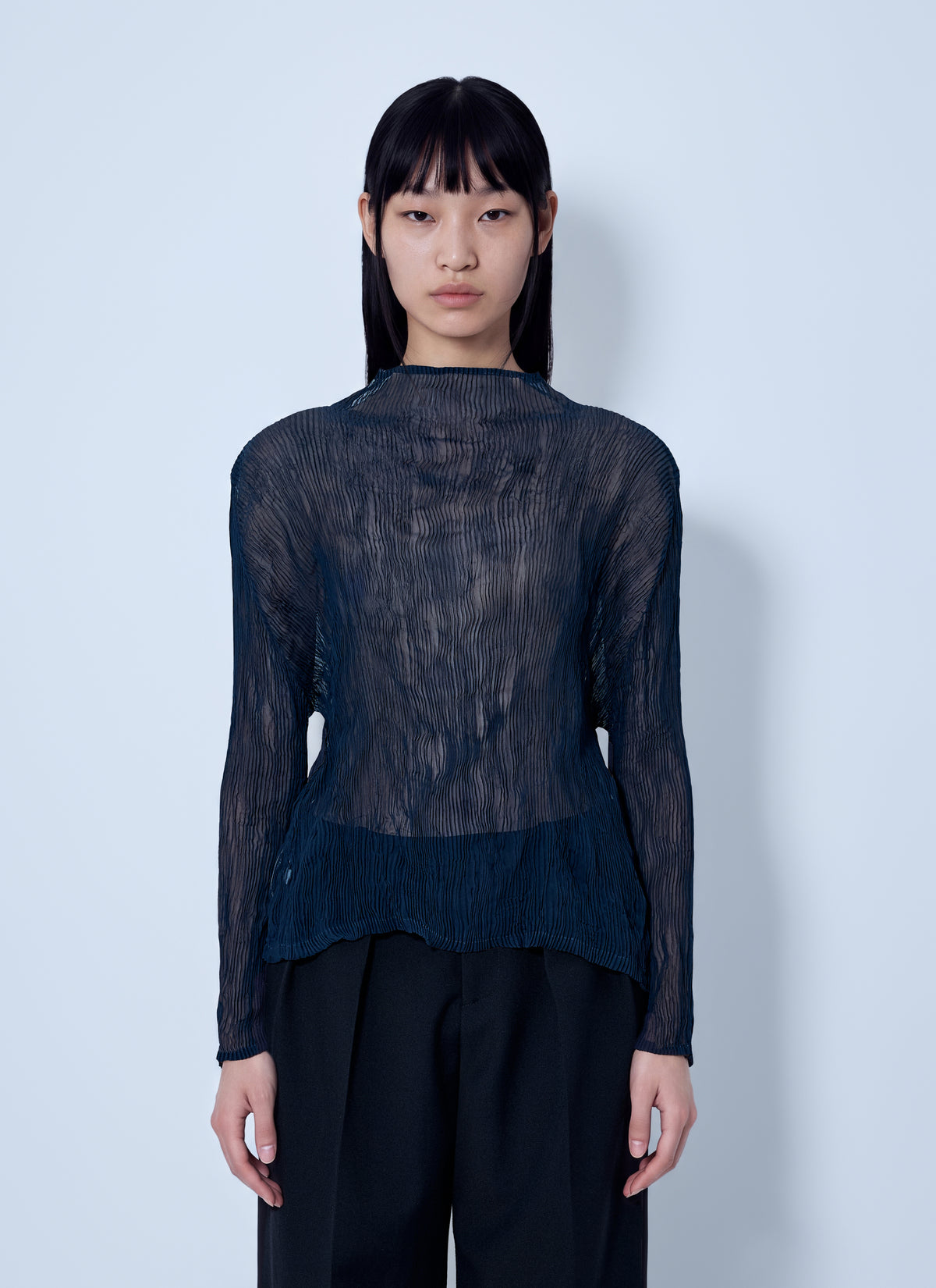 Issey Miyake Women Sheer Long Sleeve Top