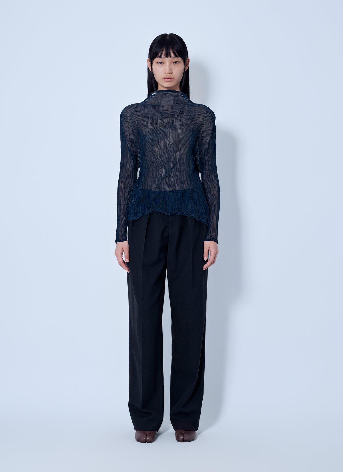Issey Miyake Women Sheer Long Sleeve Top