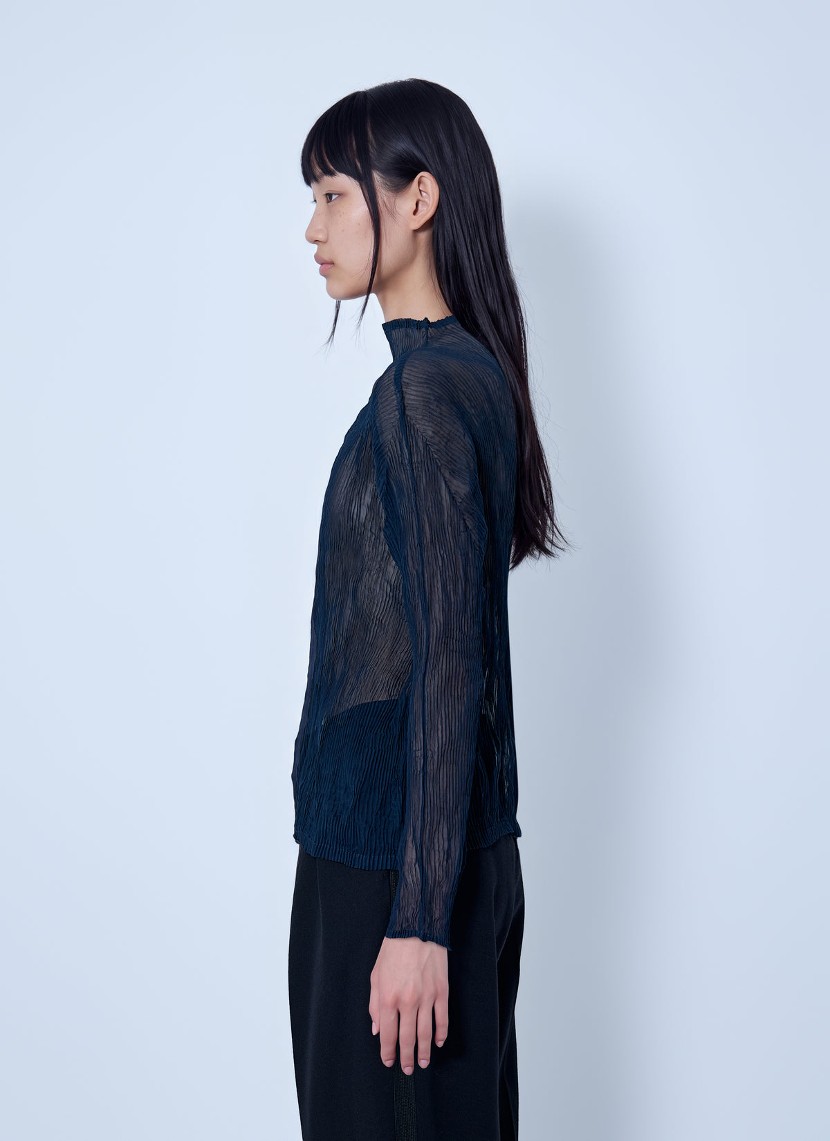 Issey Miyake Women Sheer Long Sleeve Top