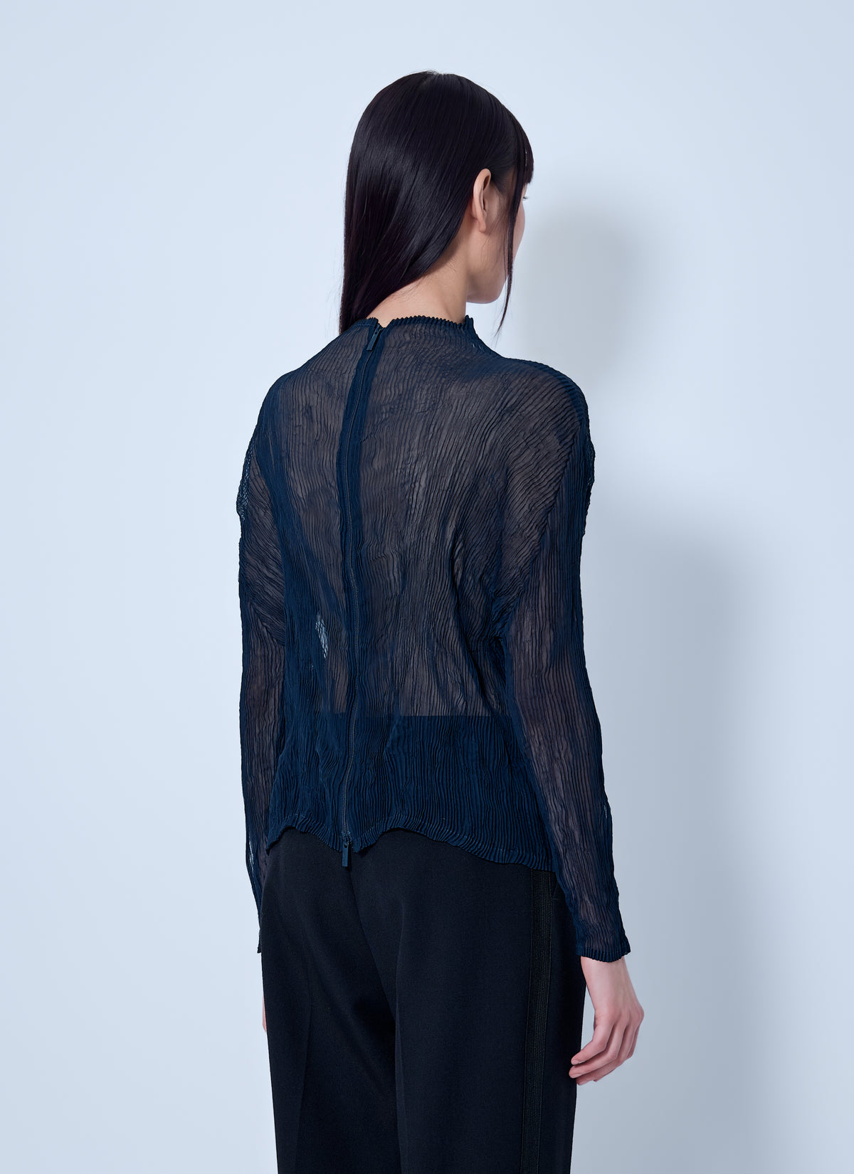 Issey Miyake Women Sheer Long Sleeve Top