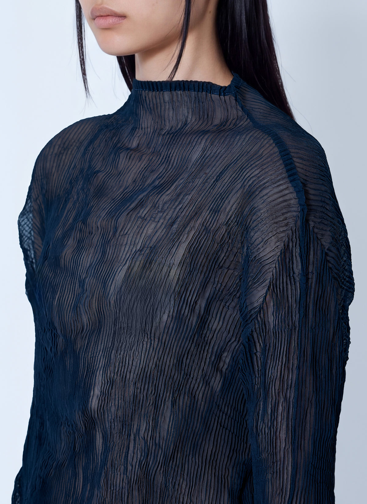 Issey Miyake Women Sheer Long Sleeve Top