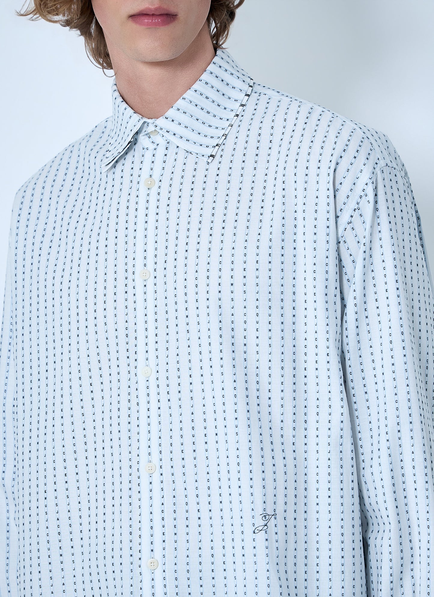 Jacquemus Men Patterned Cotton Poplin Shirt JACQUEMUS