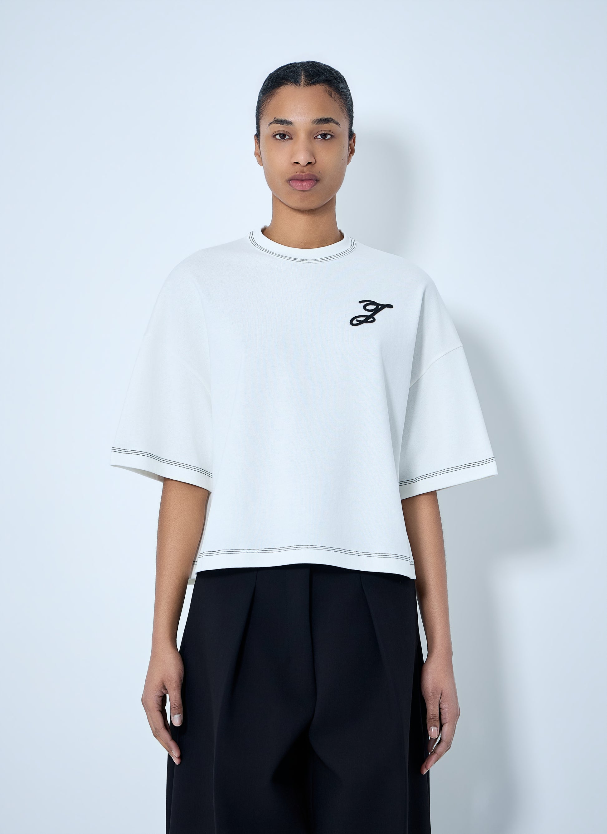 Jacquemus Women Logo Embroidered Boxy T-Shirt JACQUEMUS