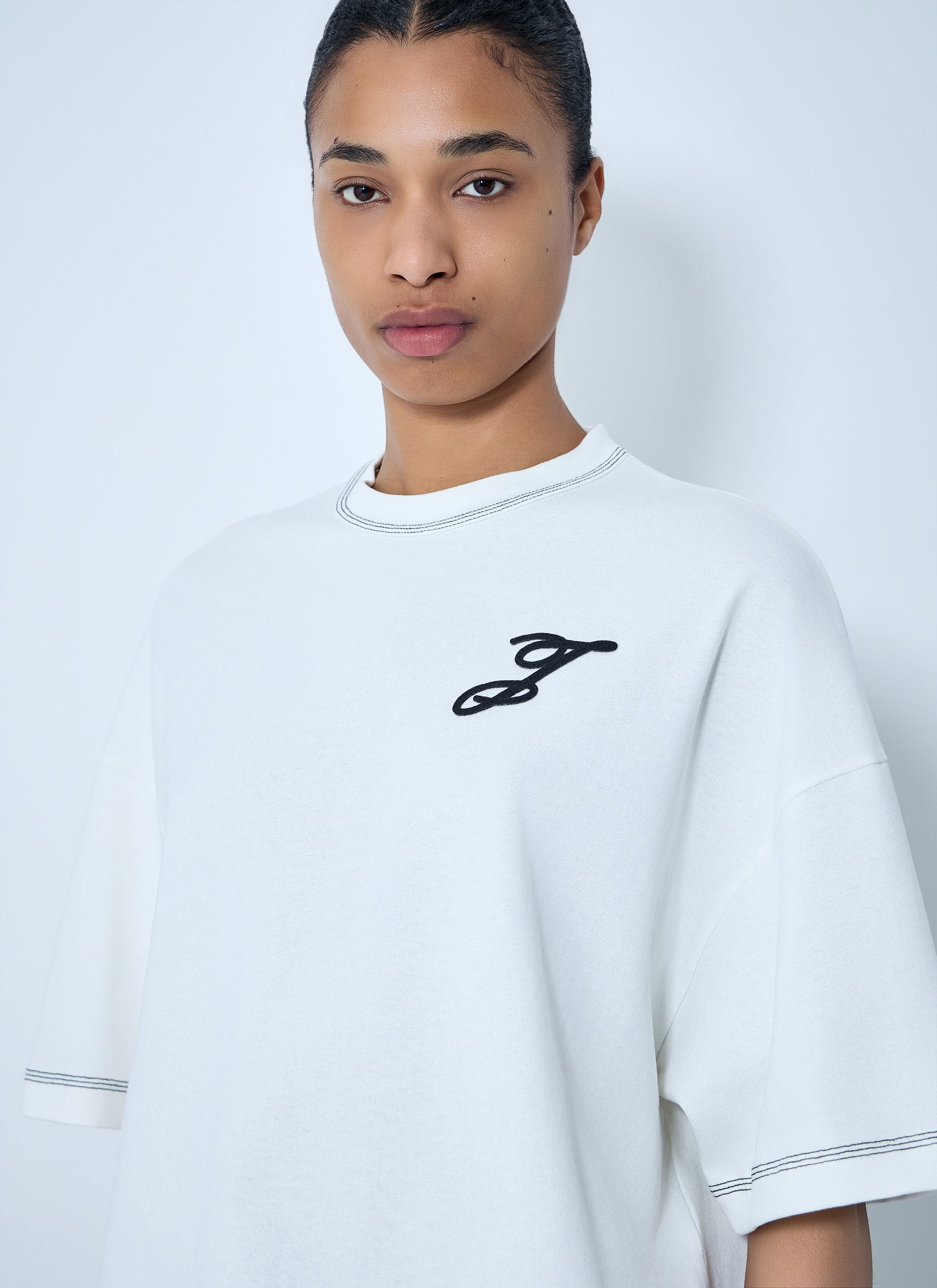 Jacquemus Women Logo Embroidered Boxy T-Shirt JACQUEMUS