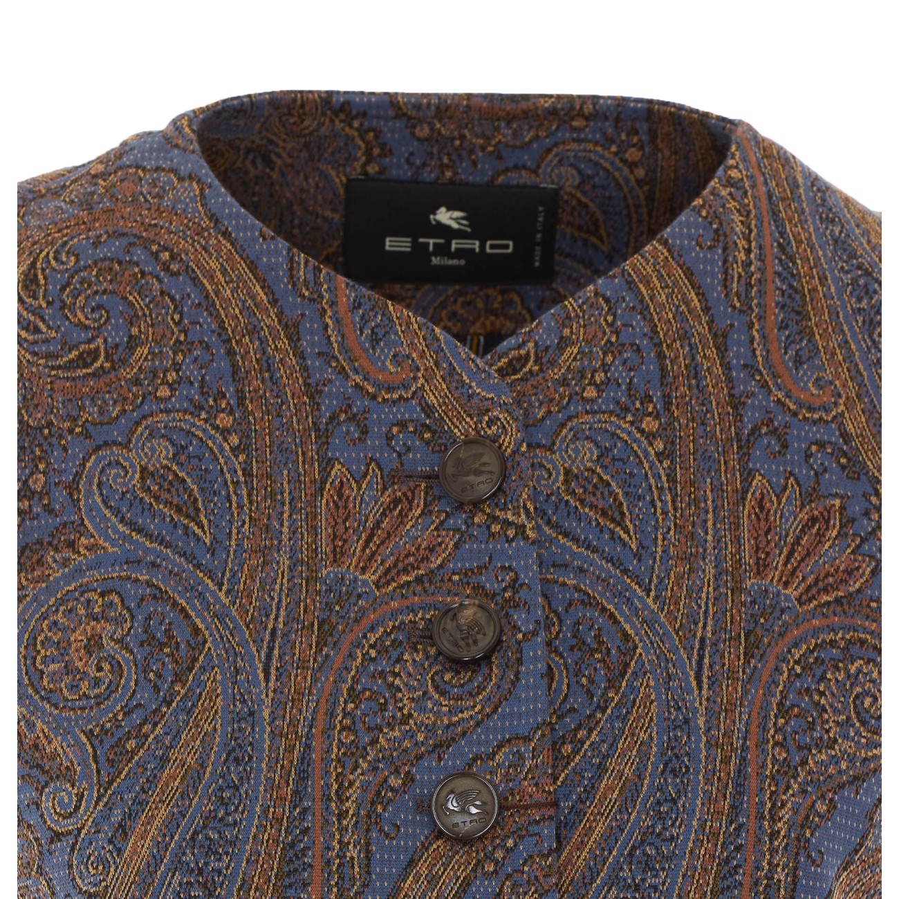 Etro Women Jacquard Cotton Blend Vest With Paisley Pattern ETRO