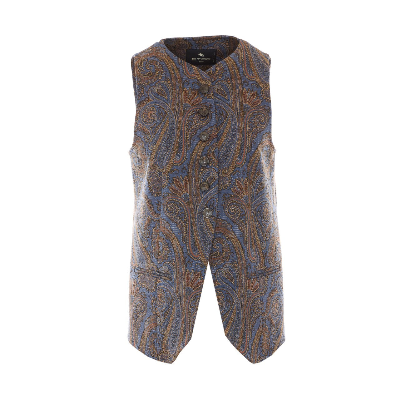 Etro Women Jacquard Cotton Blend Vest With Paisley Pattern ETRO
