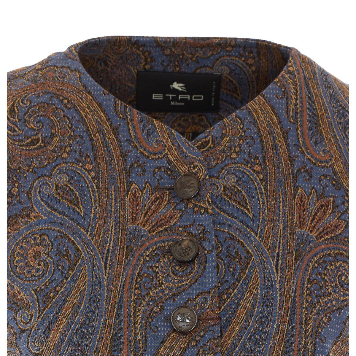 Etro Women Jacquard Cotton Blend Vest With Paisley Pattern ETRO