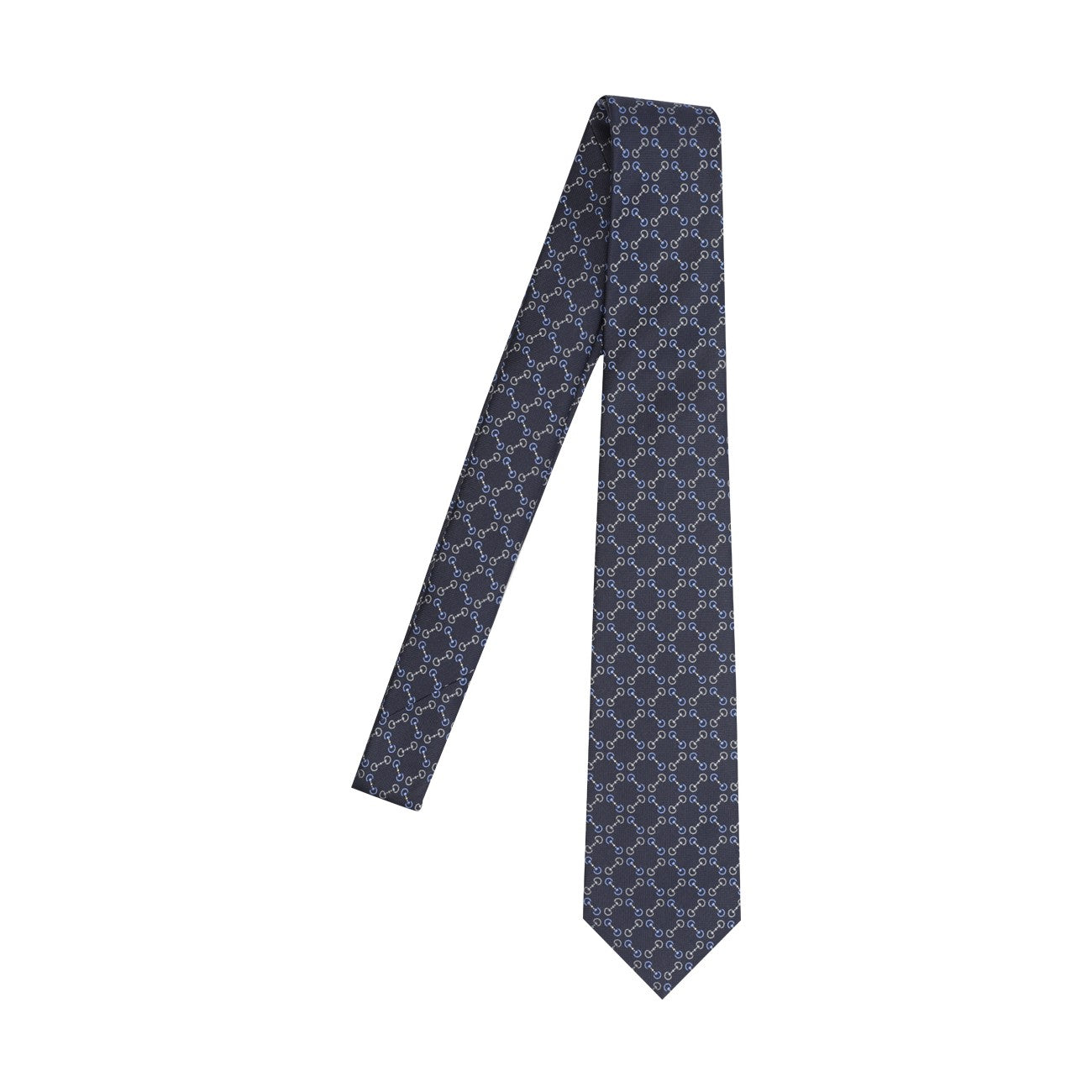 Gucci Men Jacquard Silk Tie With Clamp GUCCI