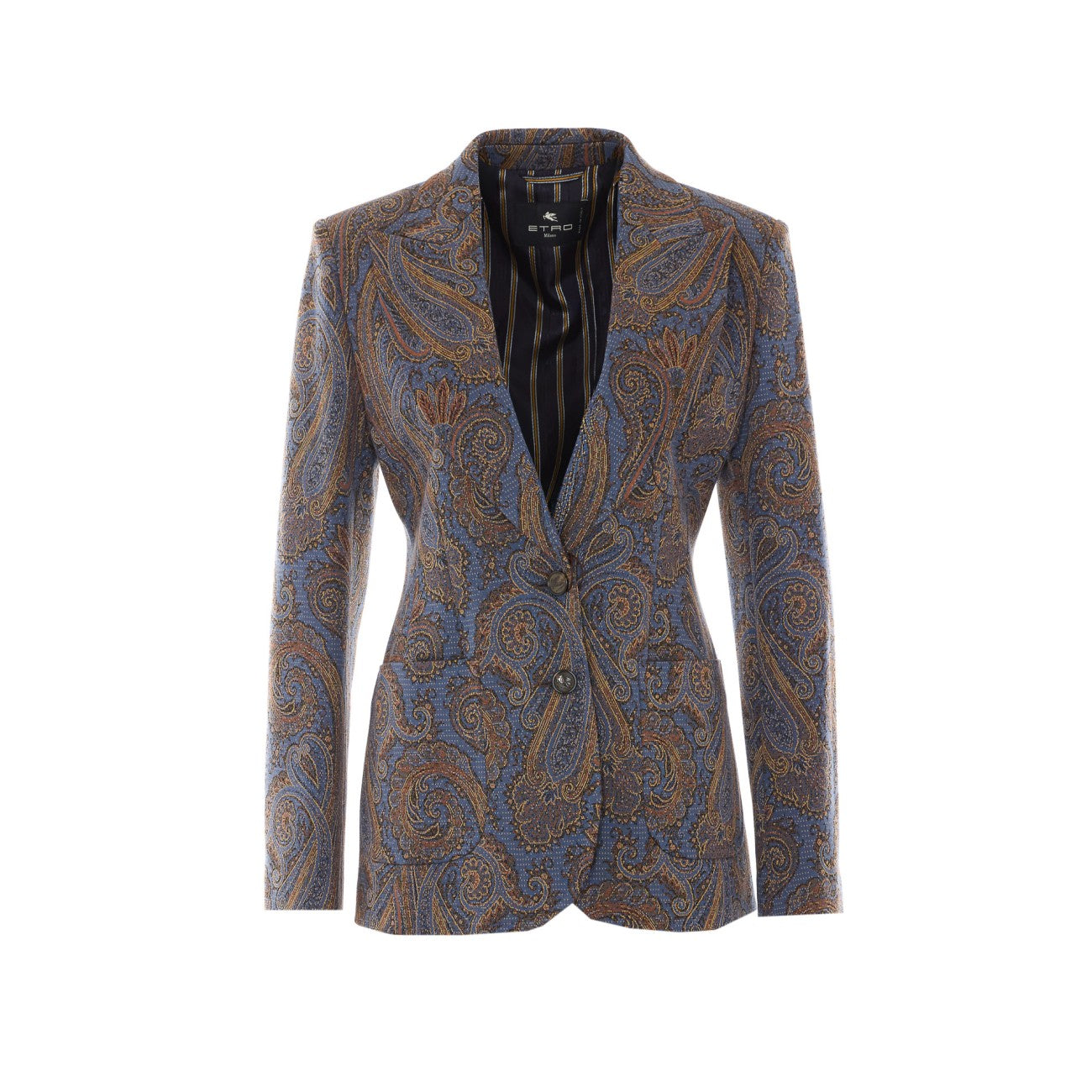 Etro Women Jacquard Single-Breasted Jacket In Cotton Blend With Paisley Pattern ETRO